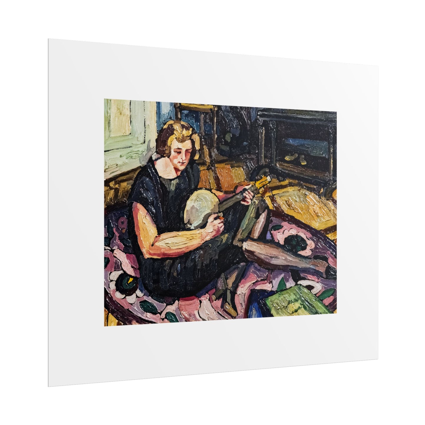 Luce au banjo dans le salon à Rabastens by Georges Gaudion Wall Art Print