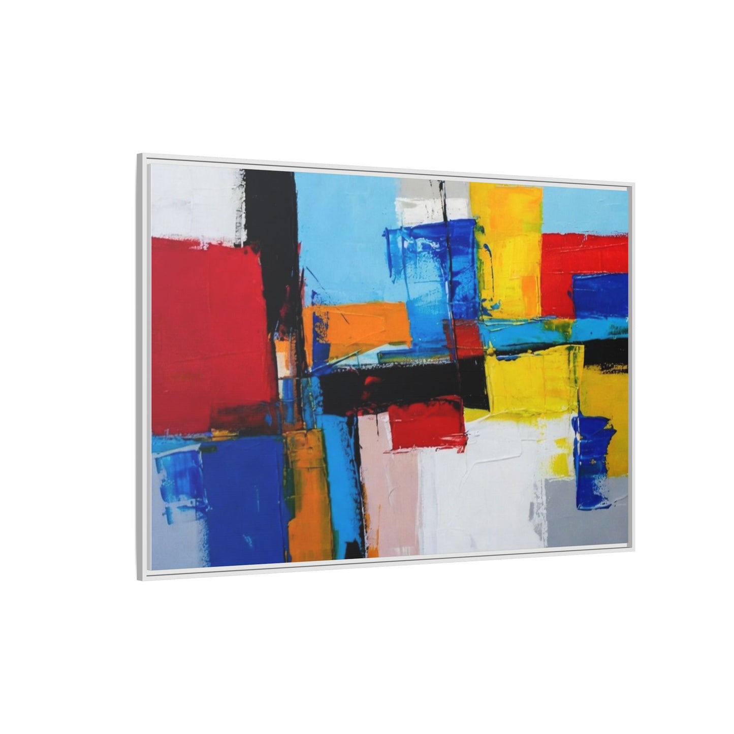 Abstract Color Block Matte Canvas Framed Wall Art