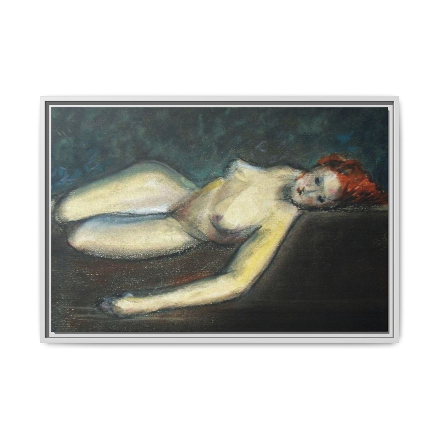 Lying nude by Paul Gosselin Framed Matte Canvas Wall Art Print