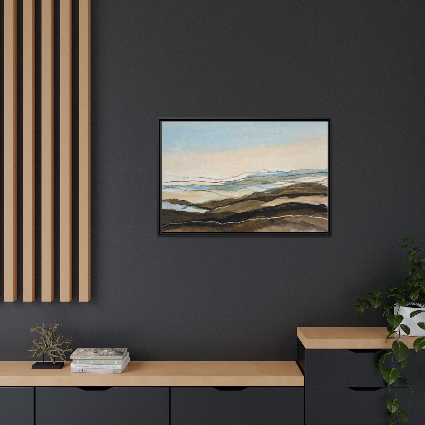 Framed Matte Canvas Print — Abstract Coastal Landscape Wall Art