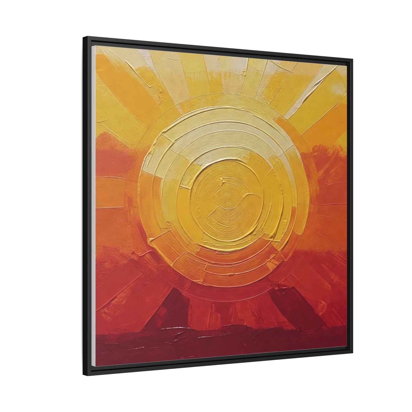 Sunburst Abstract Framed Canvas Art — Matte Multi‑Color Wall Print