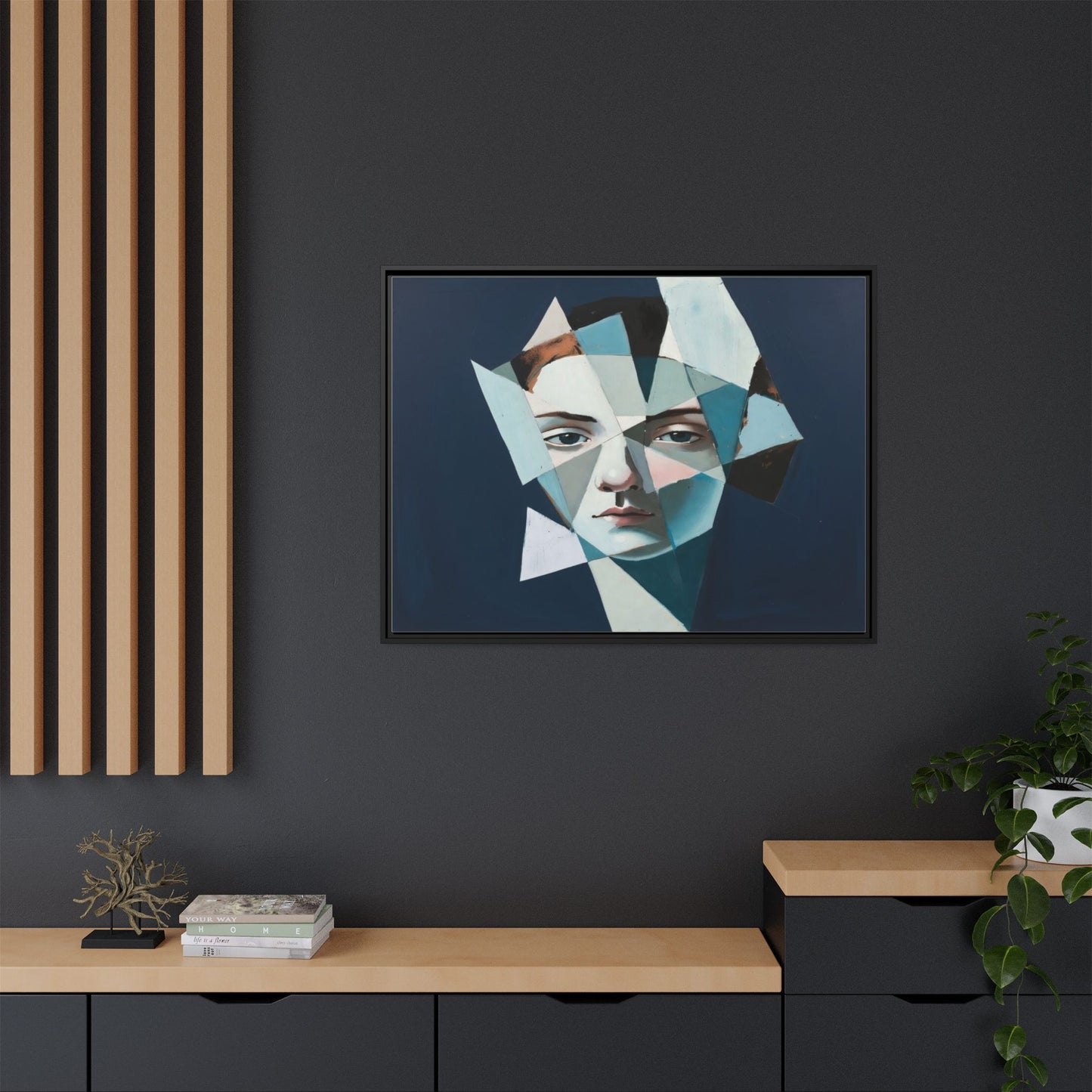 Abstract Fragmented Portrait Matte Canvas (Framed)
