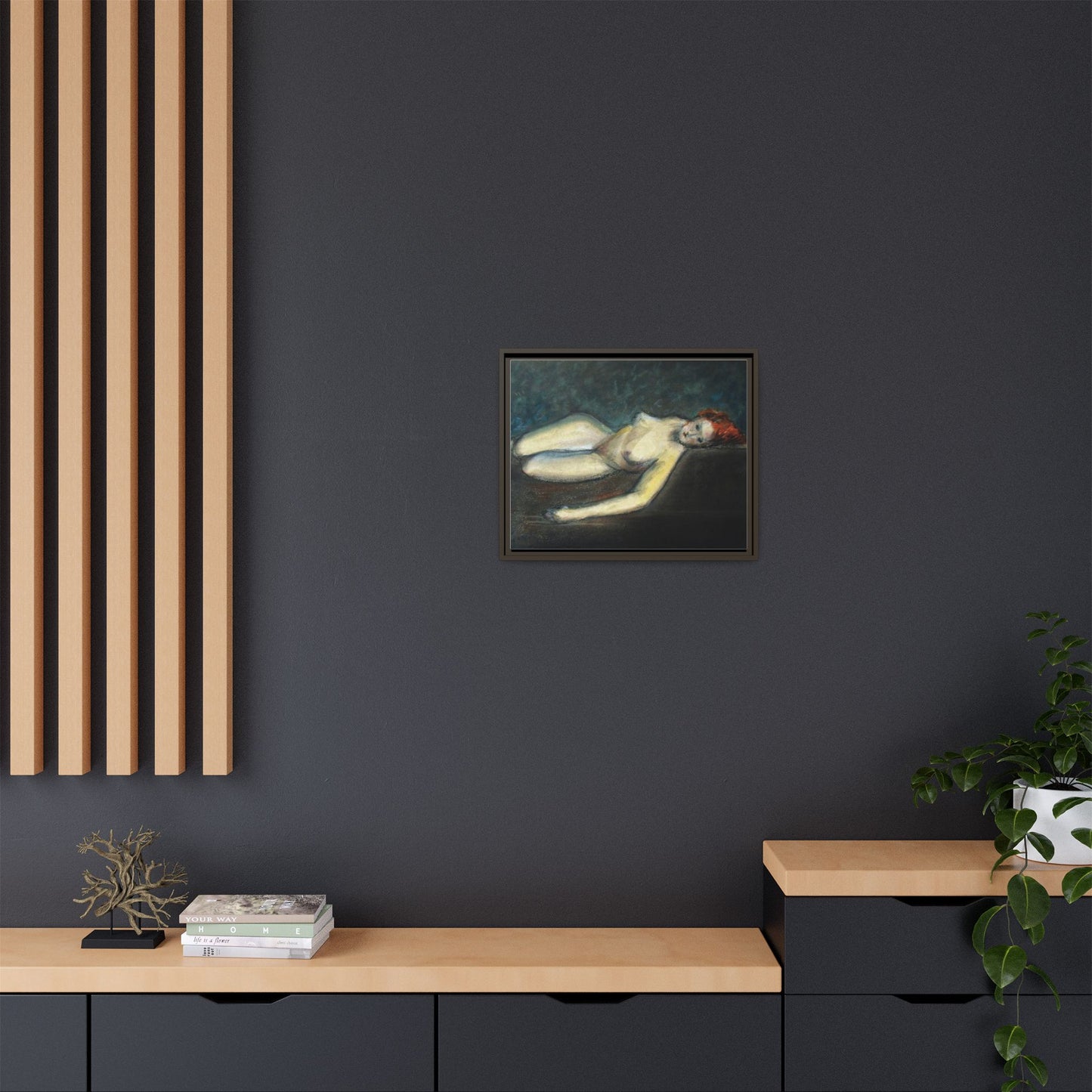 Lying nude by Paul Gosselin Framed Matte Canvas Wall Art Print