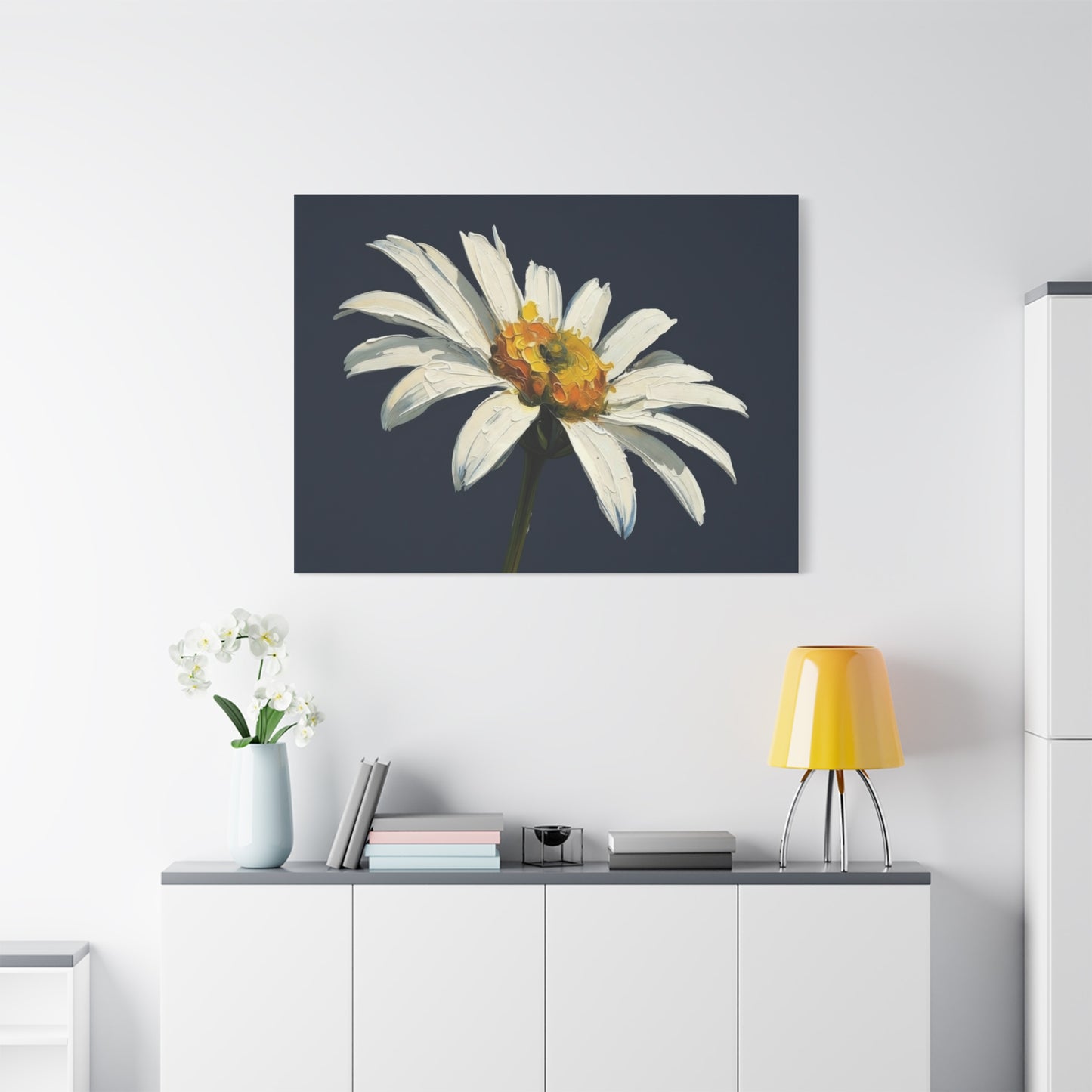 Daisy Oil-Paint Canvas Wall Art — Stretched Matte Floral Print
