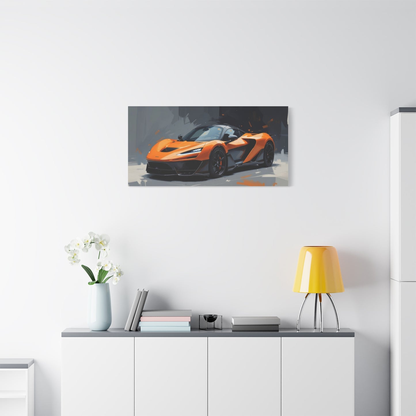 Orange Supercar Matte Canvas Wall Art – Stretched 1.25" Sports Car Print