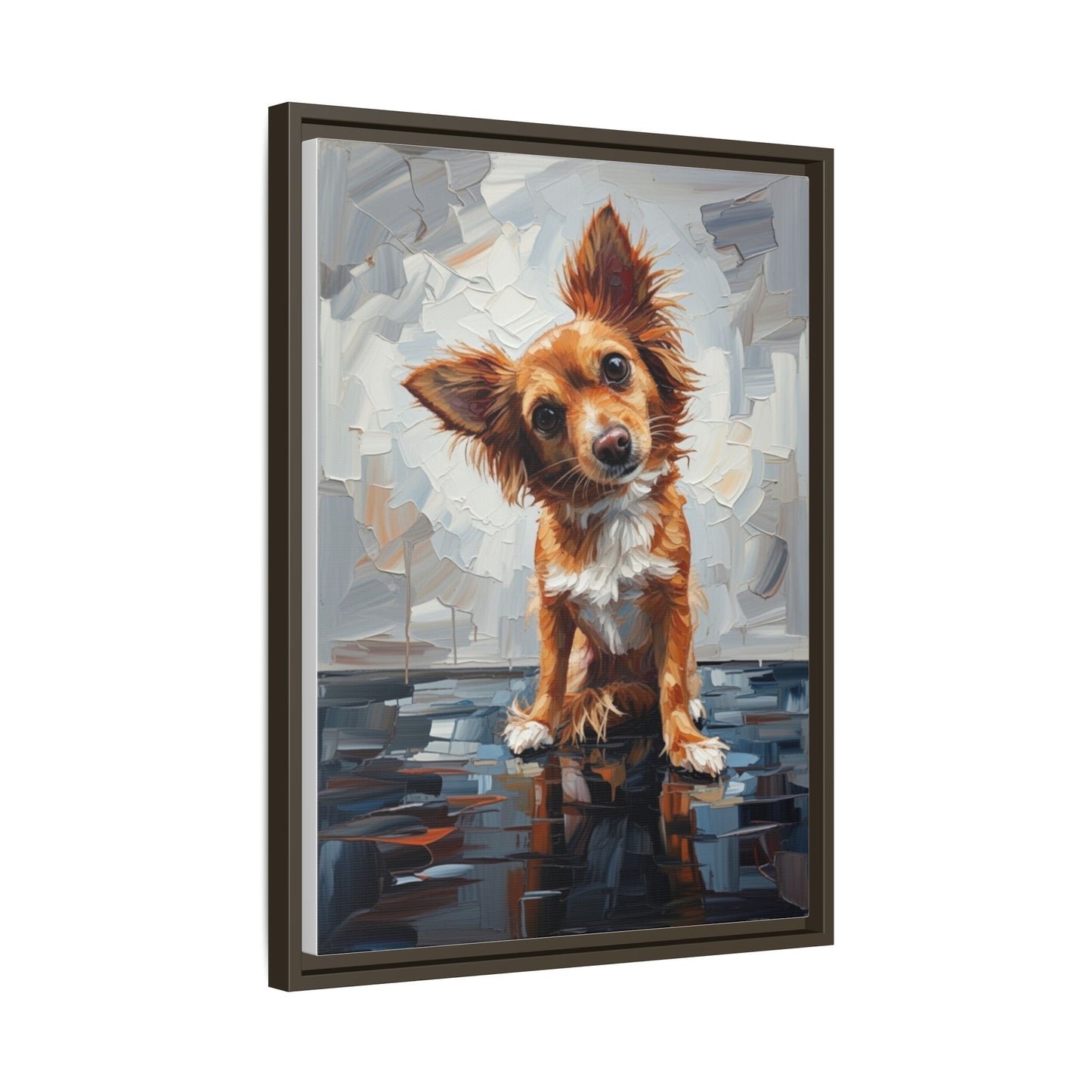 Framed Matte Canvas Print — Playful Brown Dog Portrait