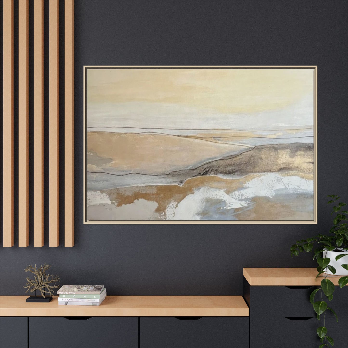 Framed Abstract Coastal Landscape Matte Canvas Wall Art