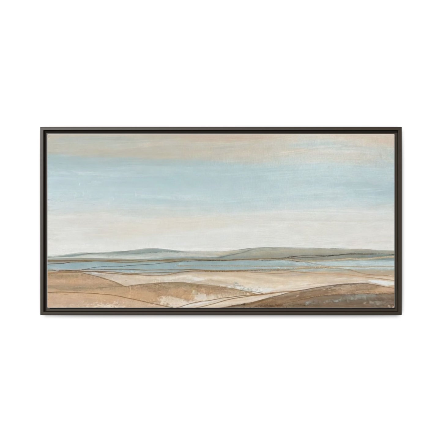 Framed Abstract Landscape Matte Canvas — Serene Coastal Horizon Wall Art