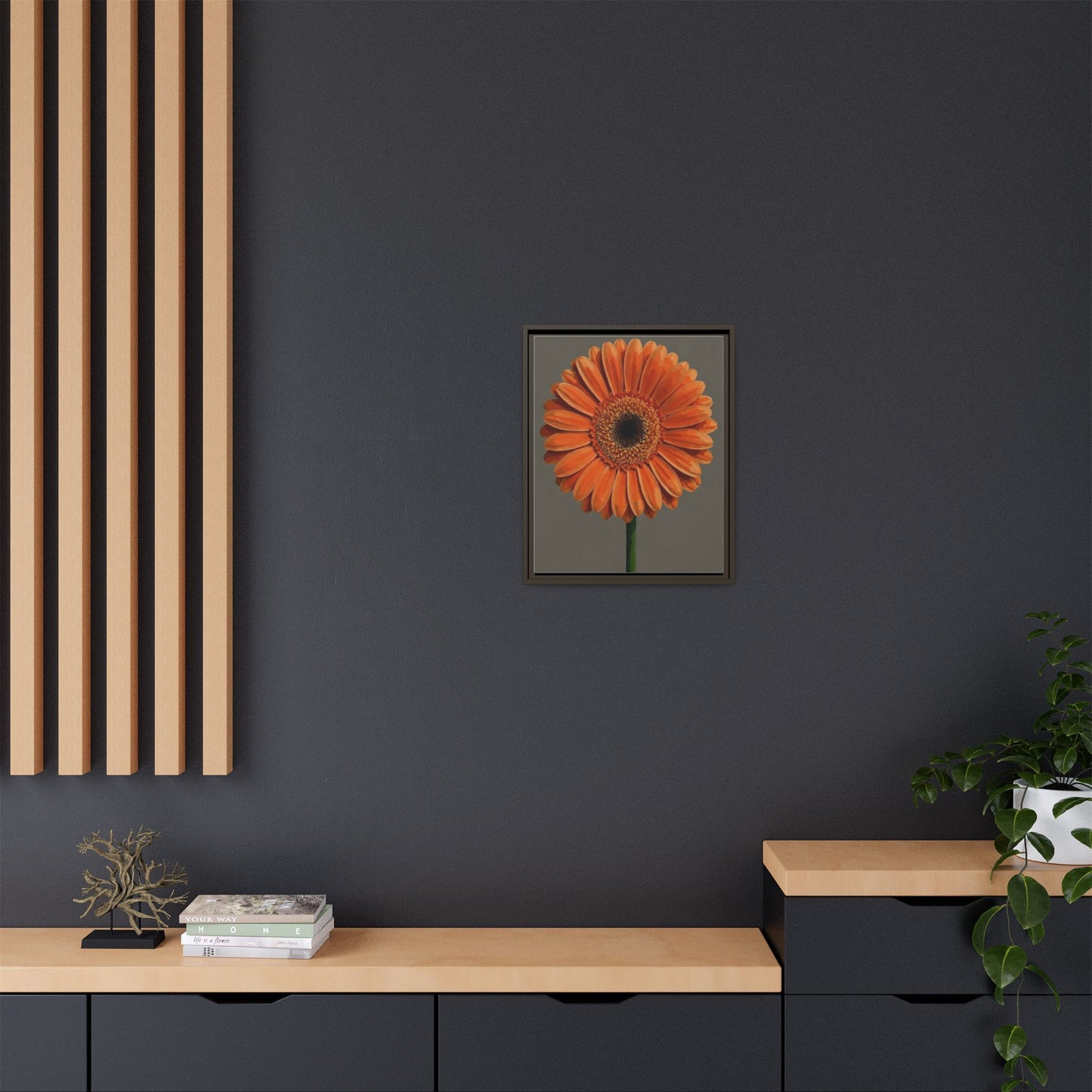 Orange Gerbera Daisy Matte Canvas Print (Framed)