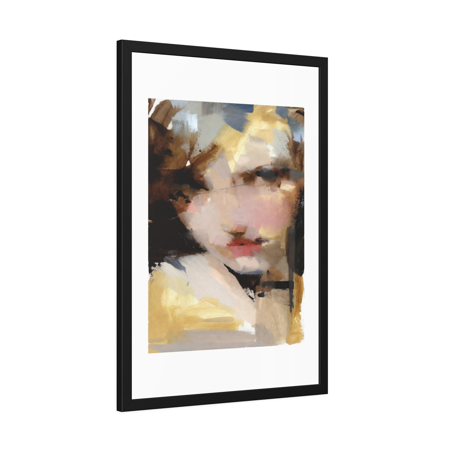 Abstract Portrait Framed Poster – Modern Impressionist Wall Art