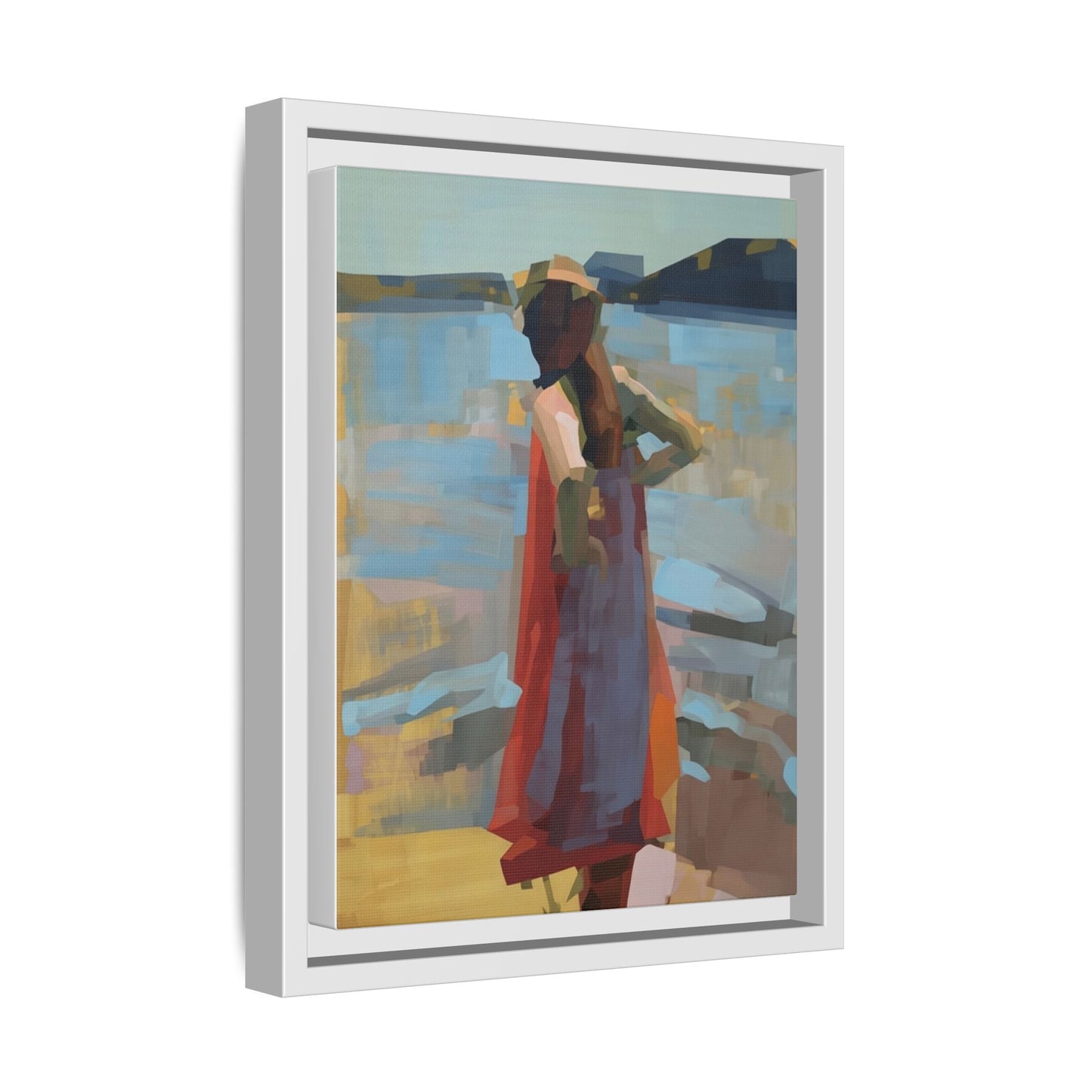Framed Matte Canvas Print — Coastal Woman Abstract Art