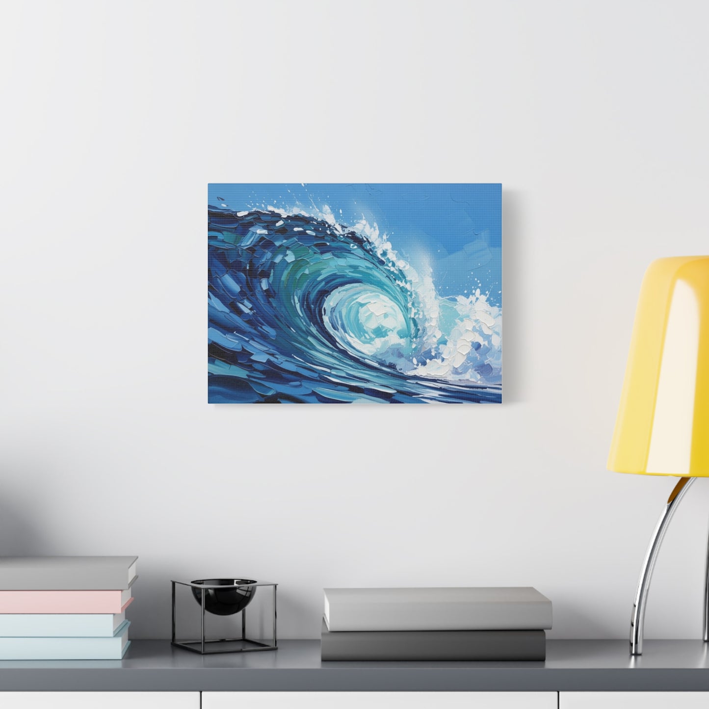 Ocean Wave Matte Canvas Wall Art — Blue Surf Wave Painting, Stretched 1.25"
