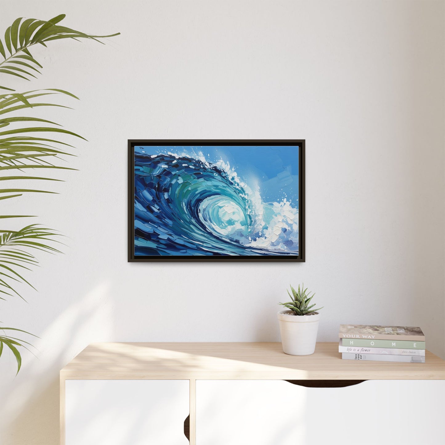 Framed Matte Canvas Wave Art — Blue Ocean Surf Wall Decor