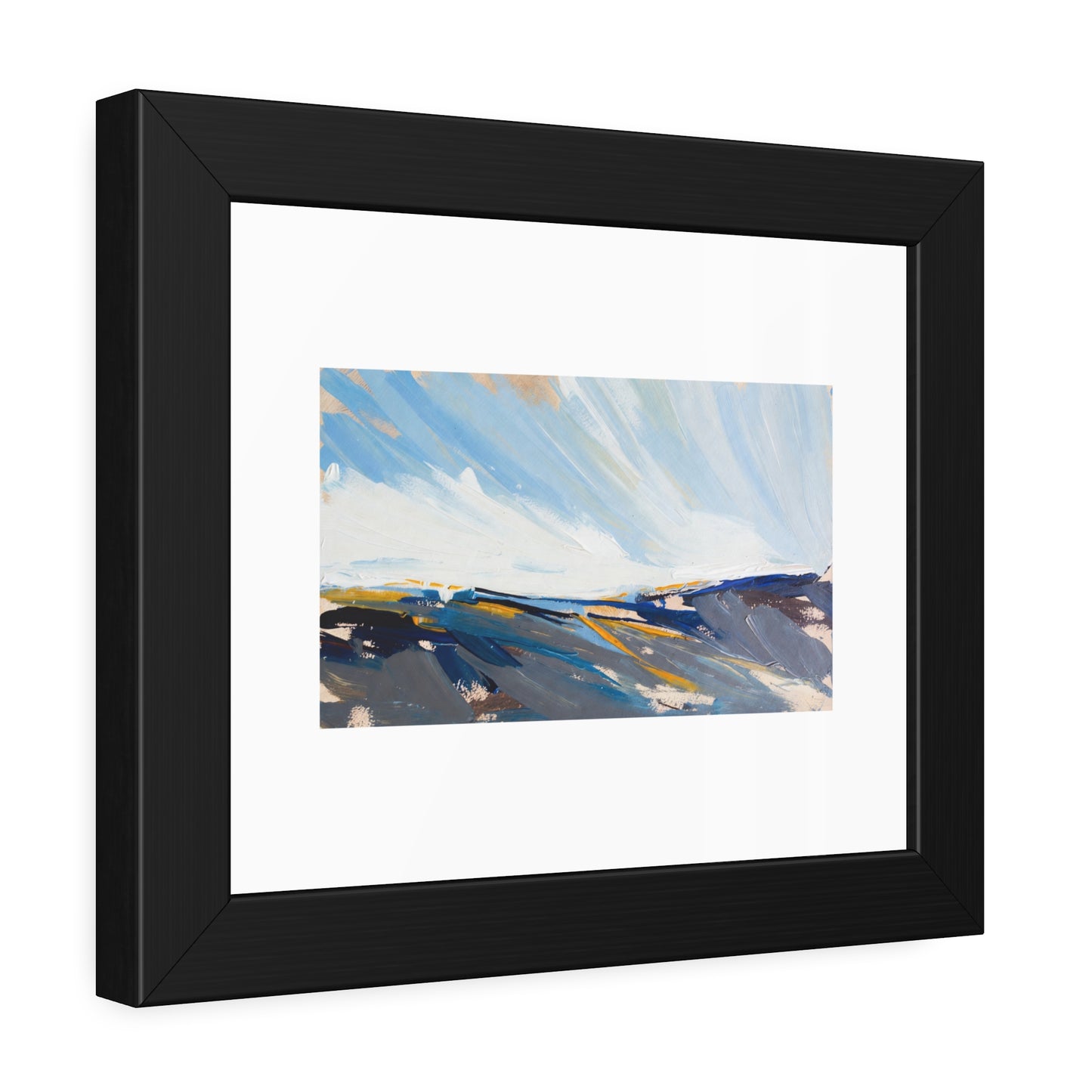Abstract Coastal Landscape Framed Poster — Blue Seascape Wall Art