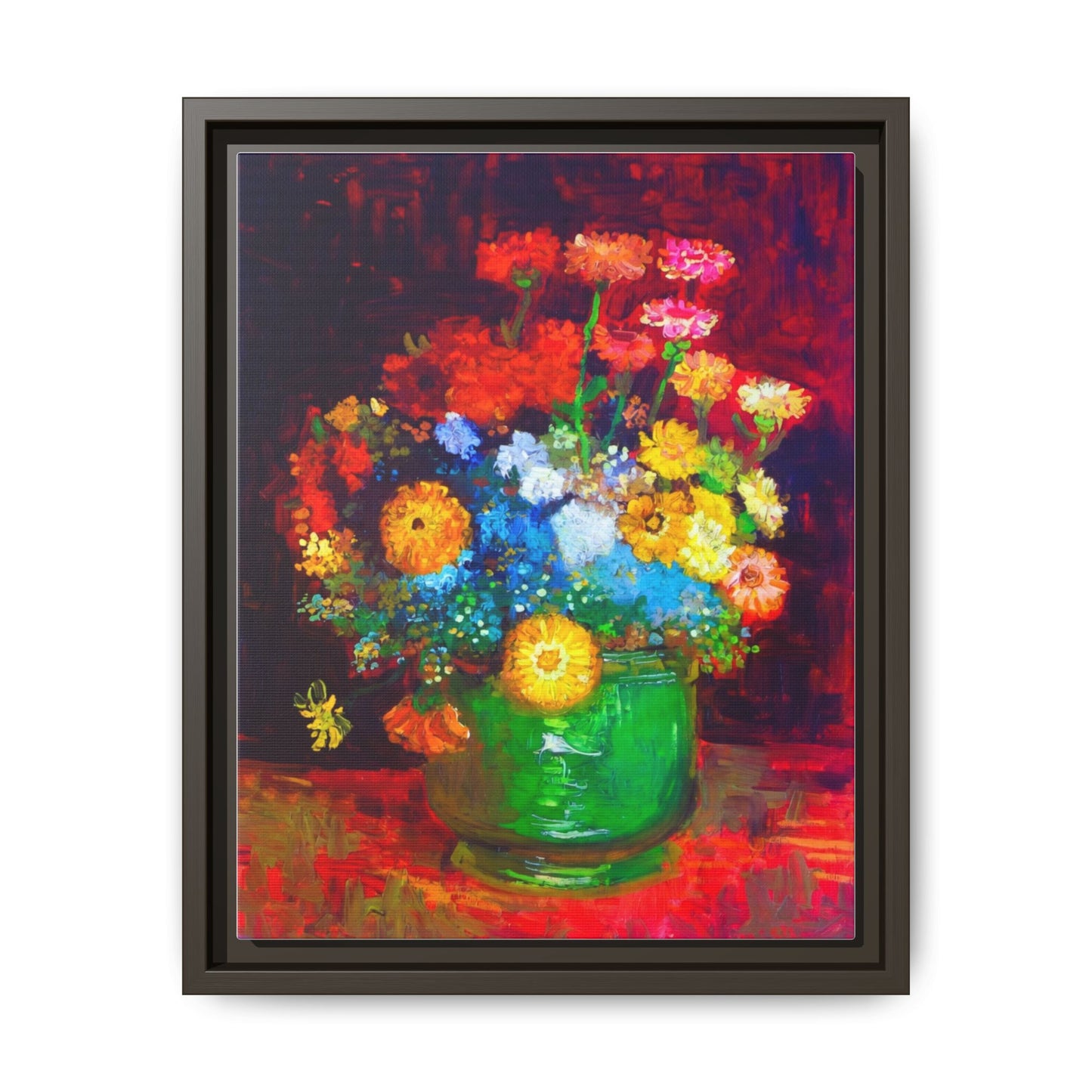 Framed Floral Canvas Print — Colorful Bouquet Wall Art