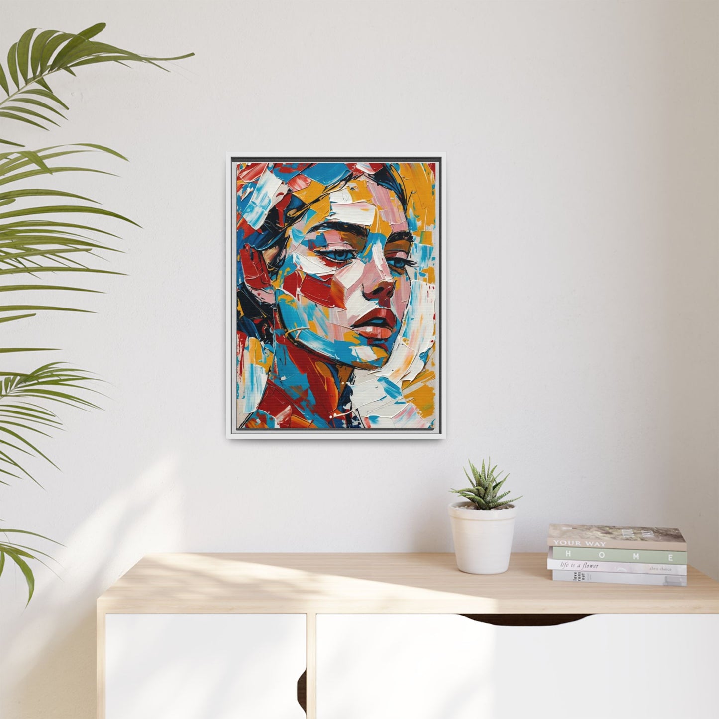 Colorful Abstract Portrait Framed Canvas Print