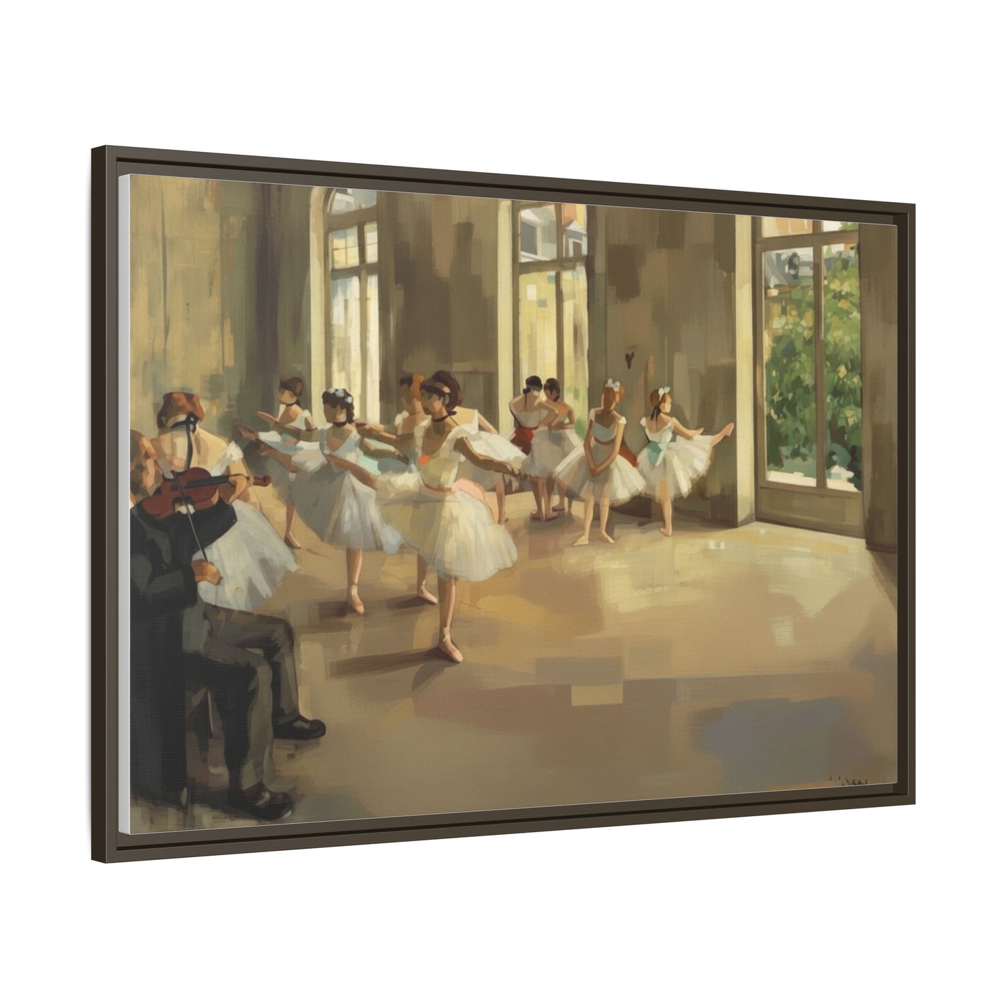 Framed Matte Canvas Print — Ballet Class Scene (Impressionist Dancers)