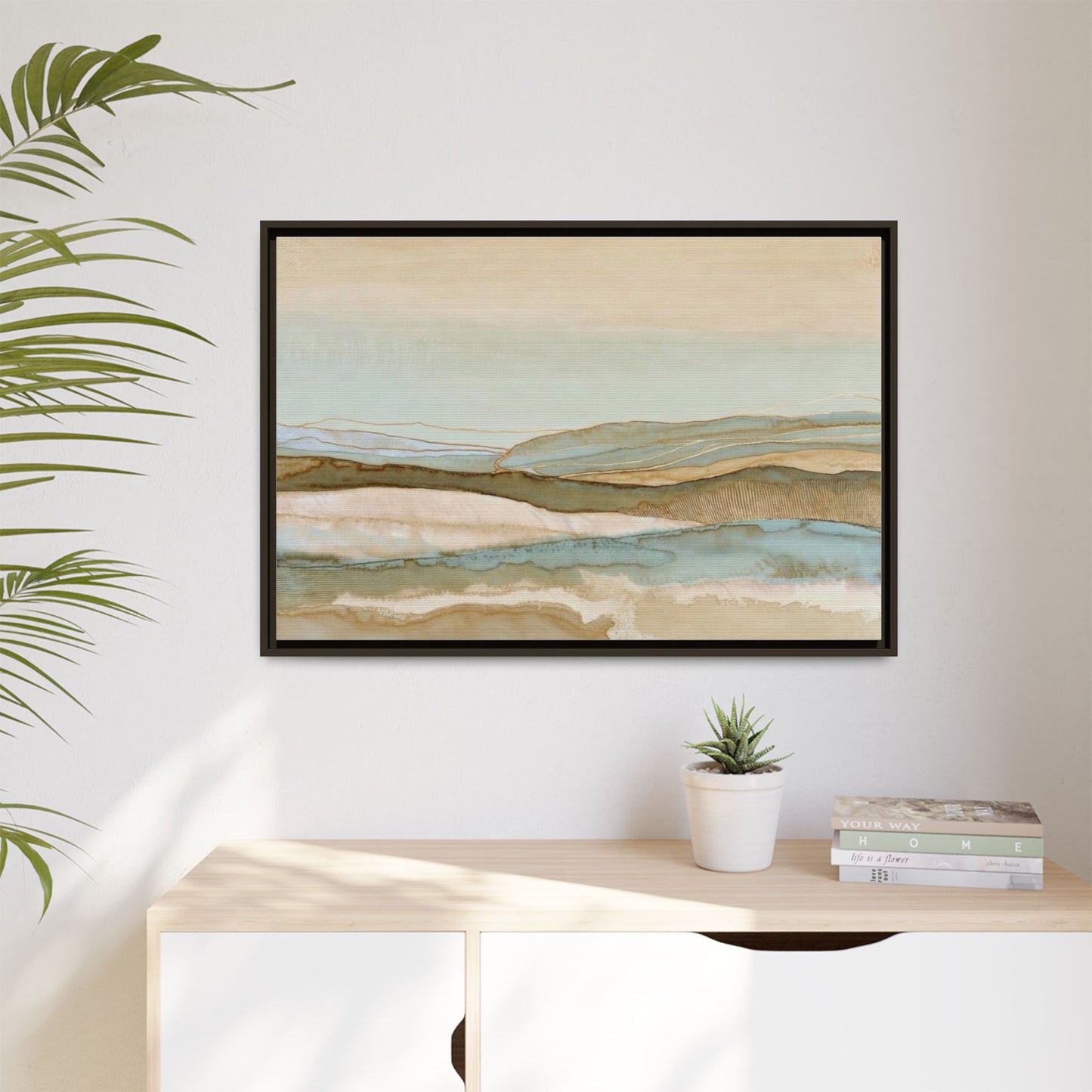 Framed Matte Canvas Coastal Abstract Landscape Wall Art
