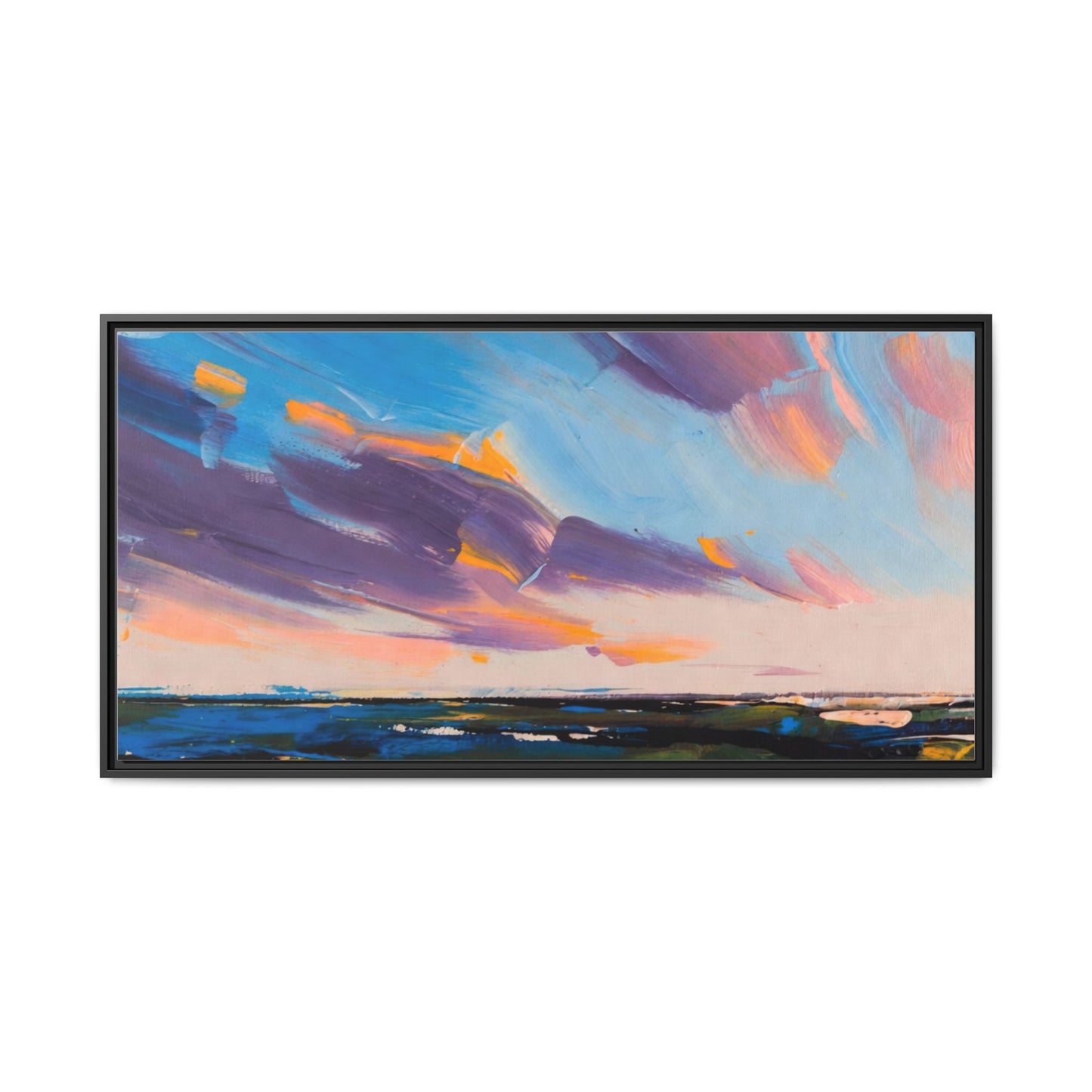 Framed Matte Canvas Abstract Seascape Sunset Art Print