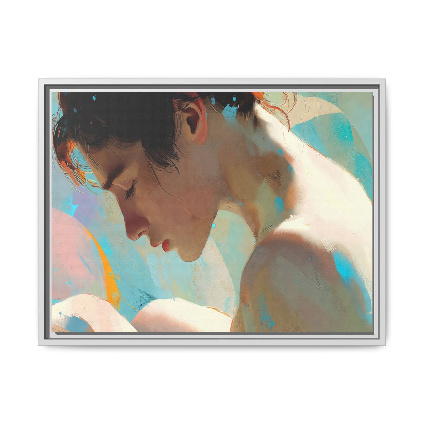 Framed Matte Canvas Print — Dreamy Portrait Art (Multi‑Color)