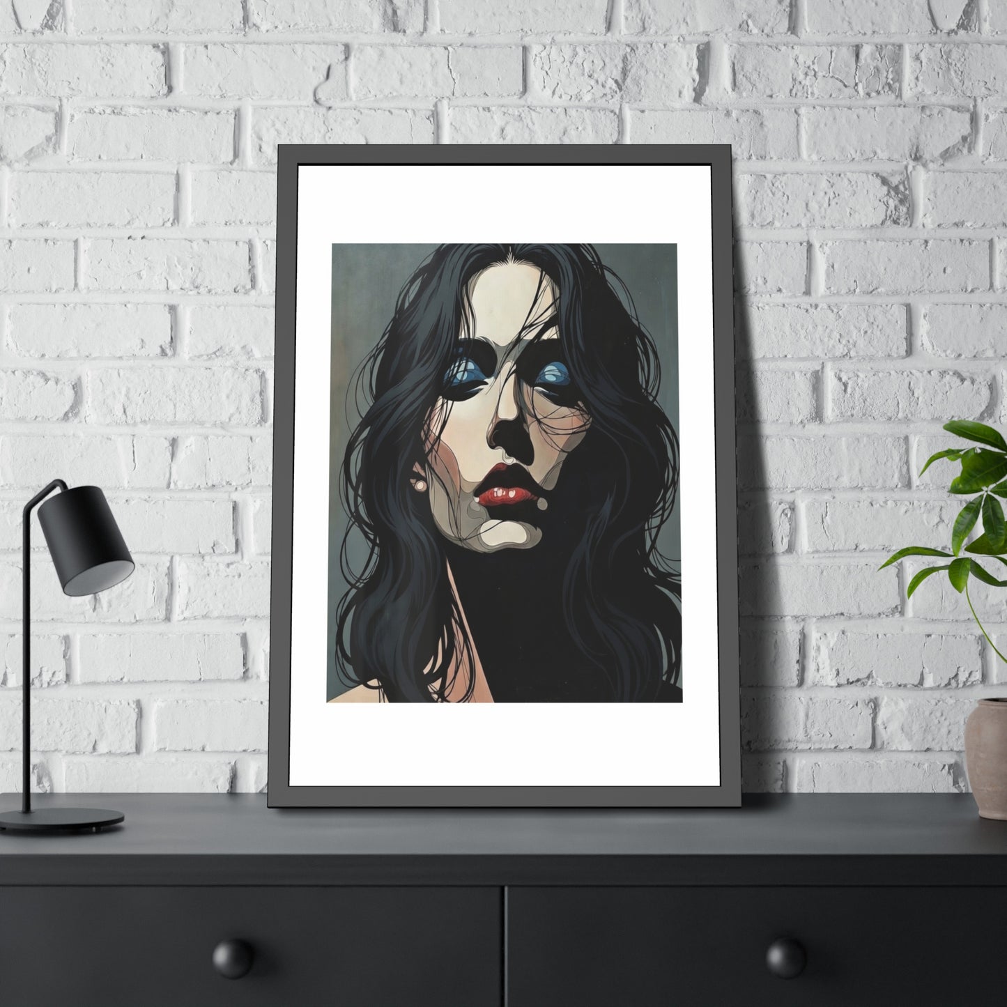Framed Poster — Moody Portrait Art Print (Dark Feminine Wall Decor)