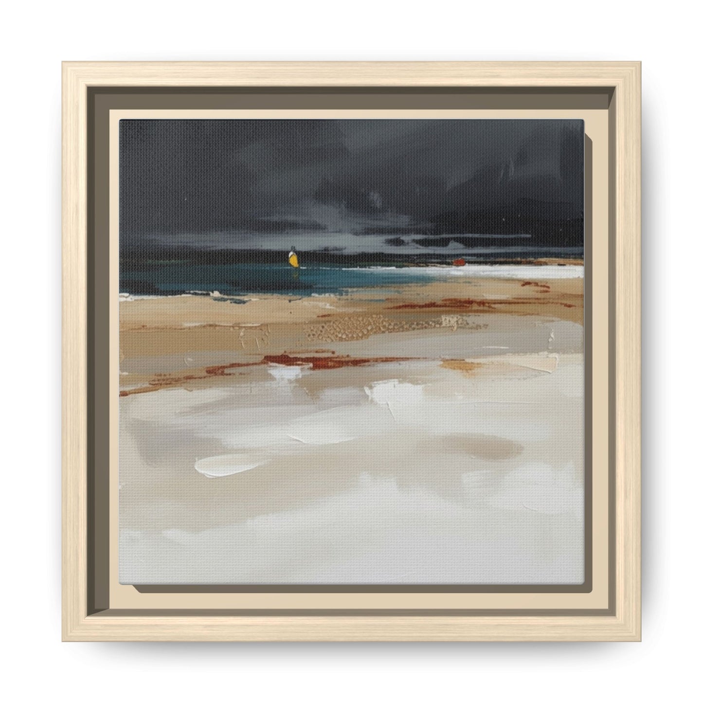 Framed Matte Canvas Beachscape Art Print — Coastal Abstract Wall Decor