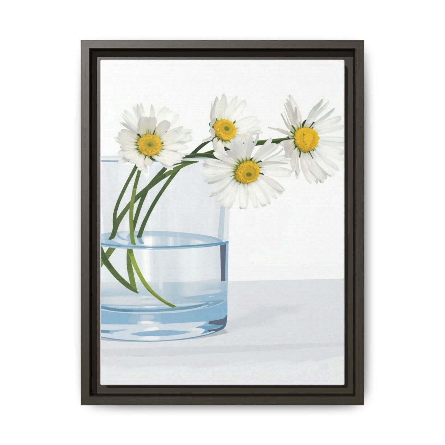 Framed Daisy Canvas Print — Minimal Botanical Wall Art