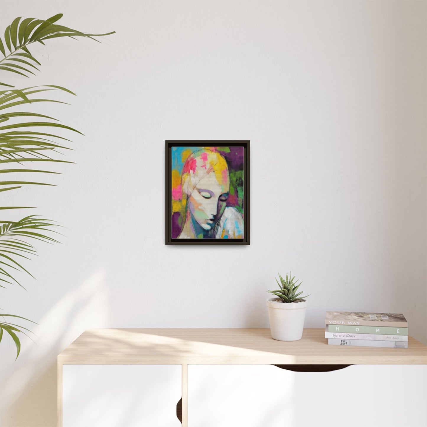 Framed Matte Canvas Art - Colorful Abstract Portrait