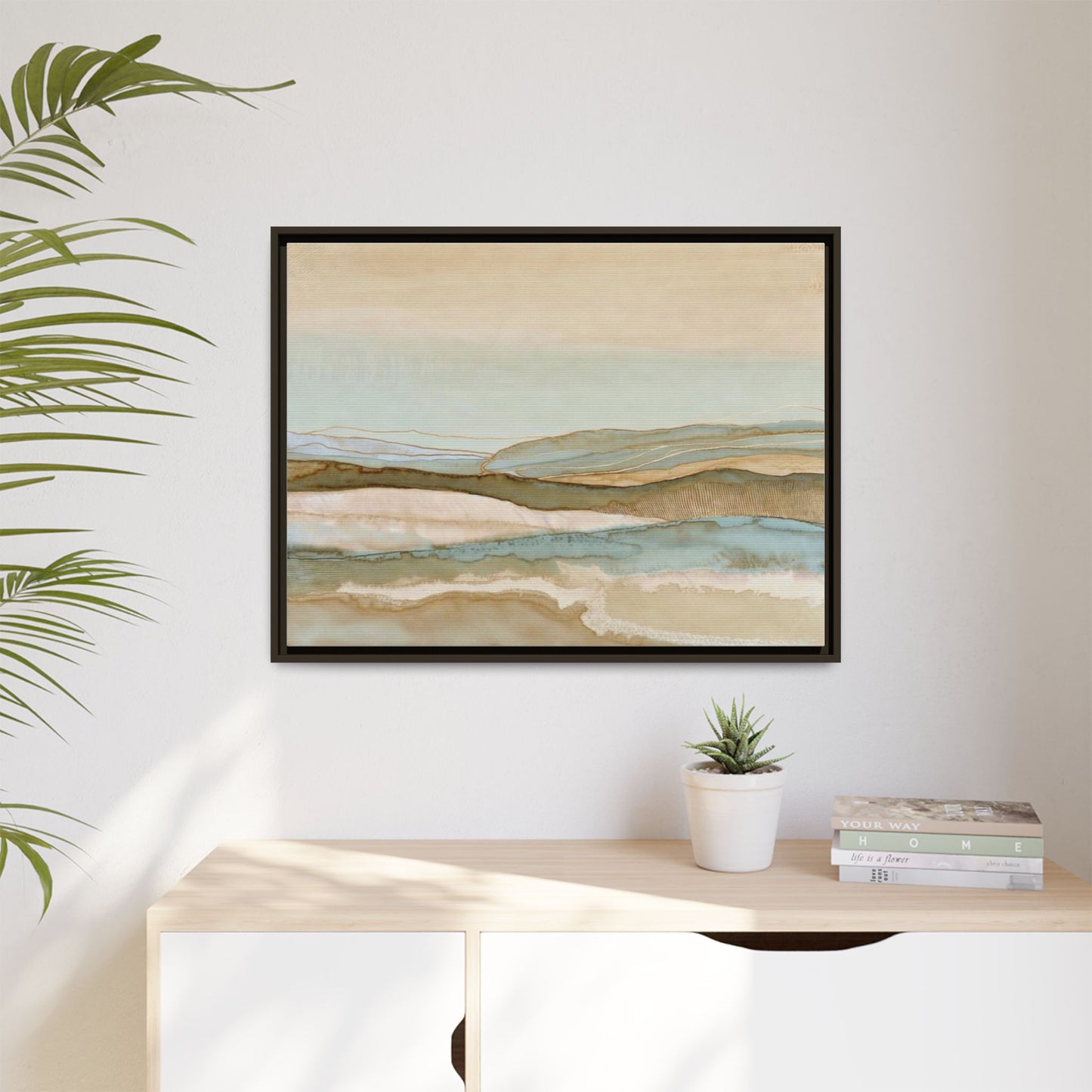 Framed Matte Canvas Coastal Abstract Landscape Wall Art