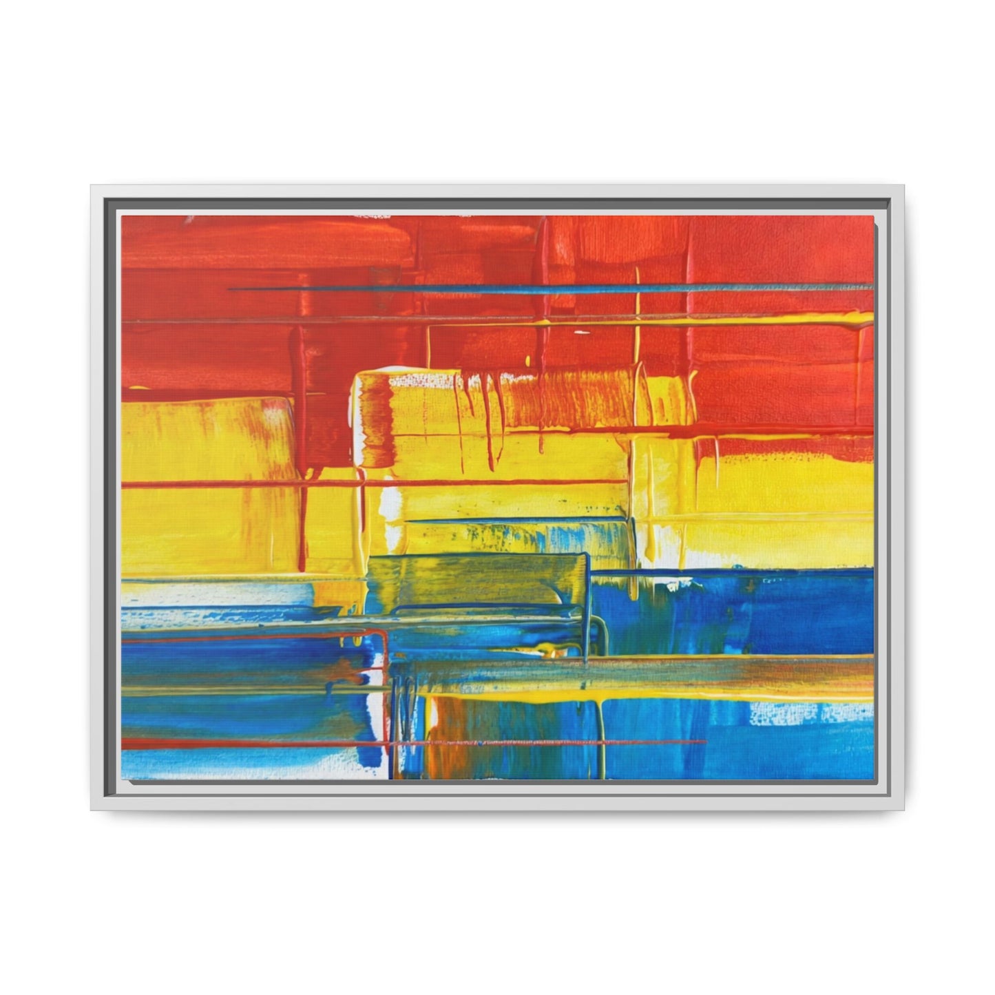 Abstract Multi-Color Framed Canvas Art — Modern Geometric Wall Decor