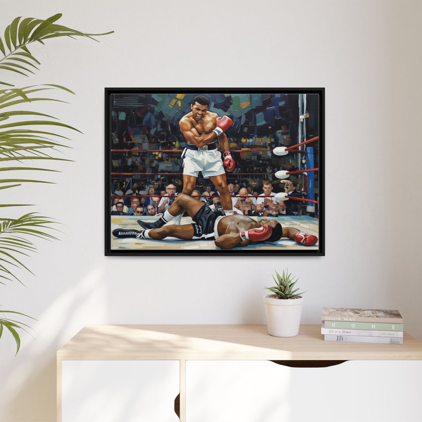 Framed Boxing Ring Canvas Print — Muhammad Ali Iconic Knockout Sport Art