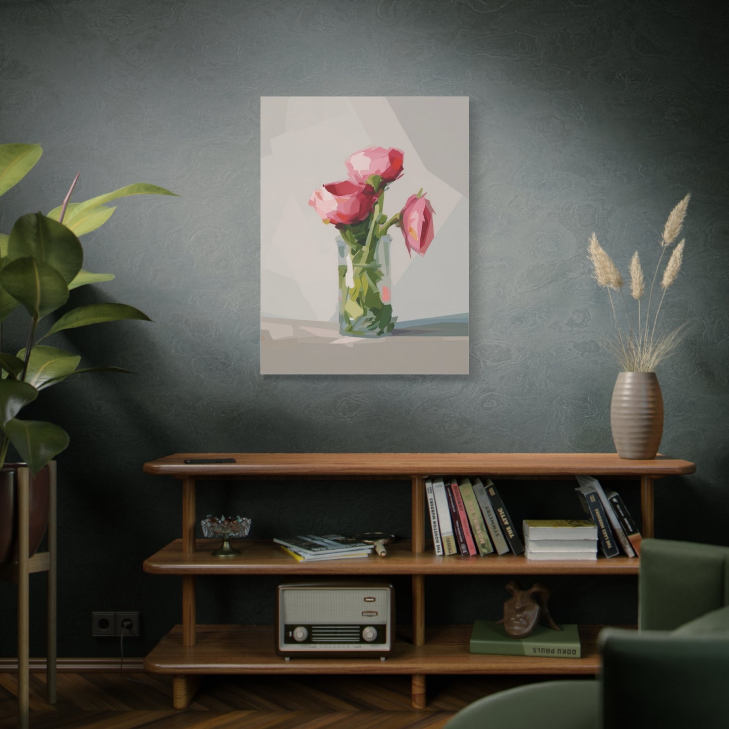Pink Floral Vase Canvas Print — Stretched Matte Wall Art
