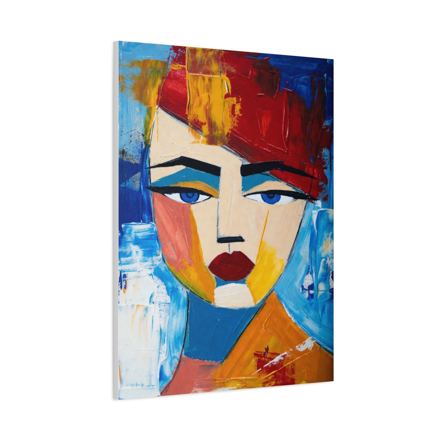 Abstract Colorful Face Matte Canvas Print — Modern Pop Art Portrait