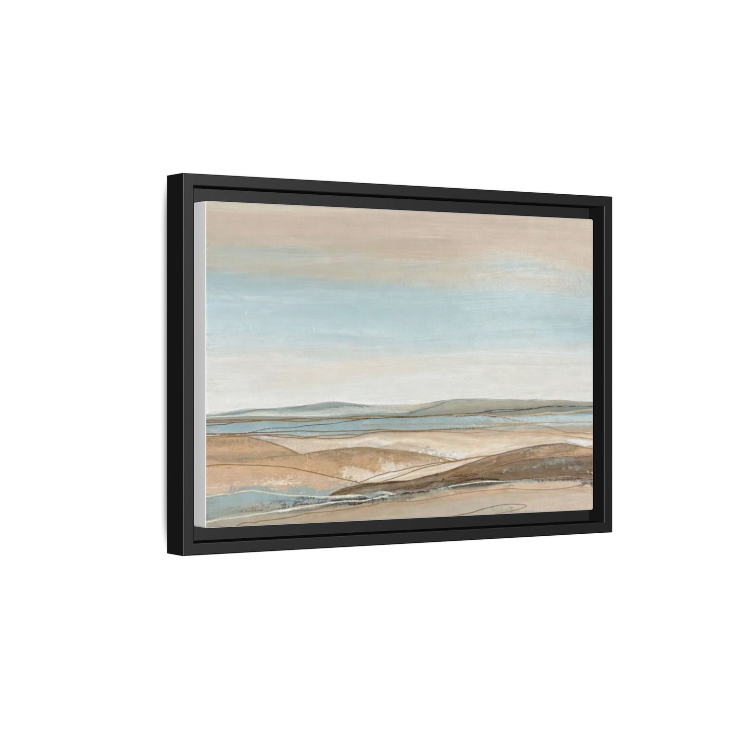 Framed Abstract Landscape Matte Canvas — Serene Coastal Horizon Wall Art