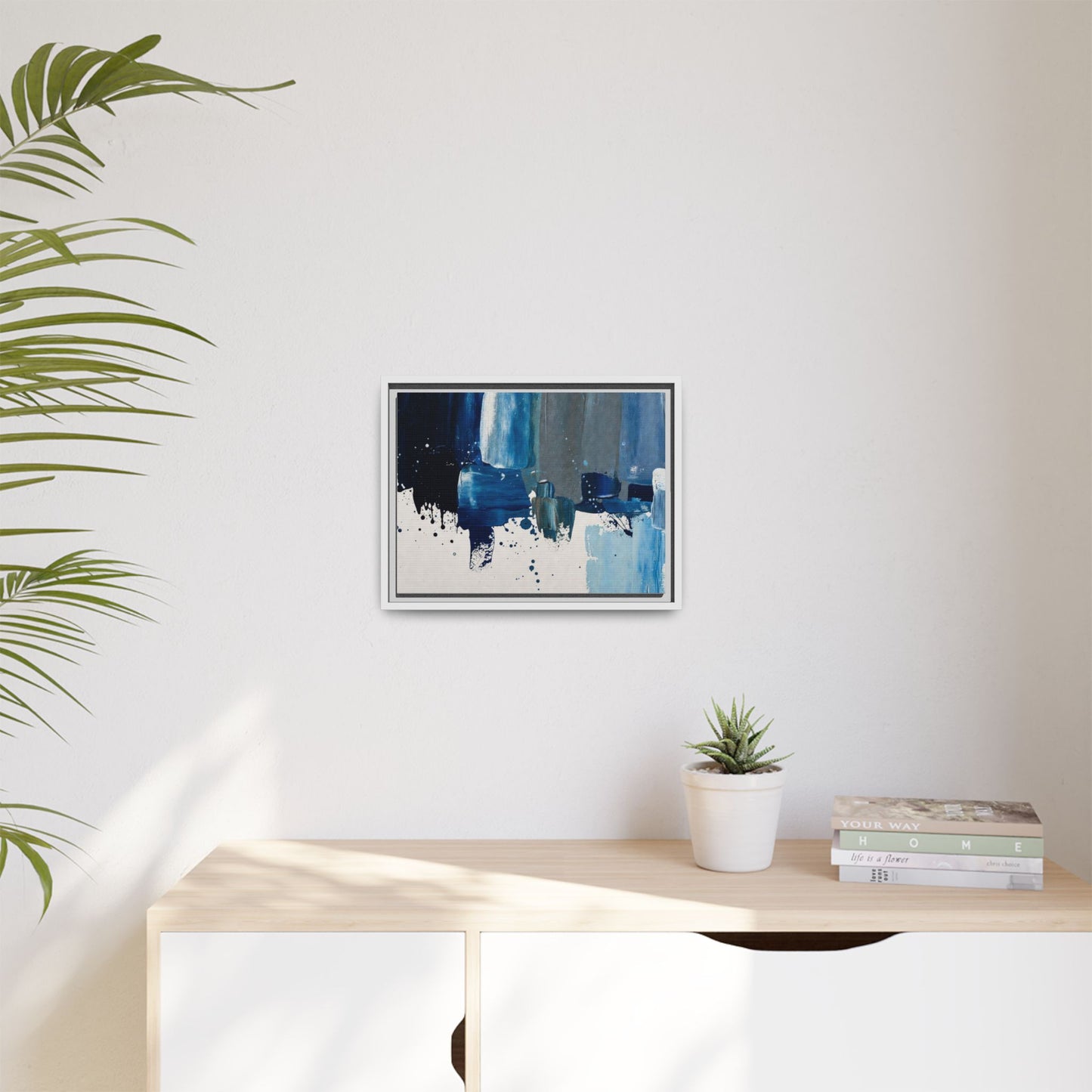 Abstract Blue Ocean Matte Canvas Framed Wall Art