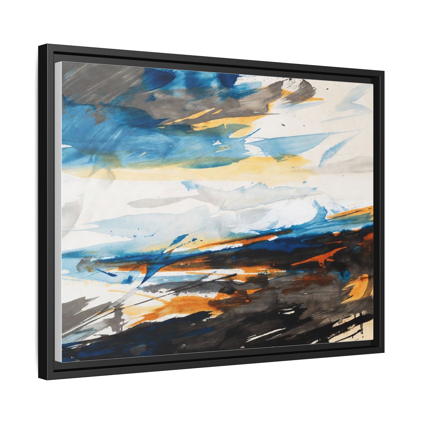Abstract Coastal Waves Matte Canvas Framed Wall Art