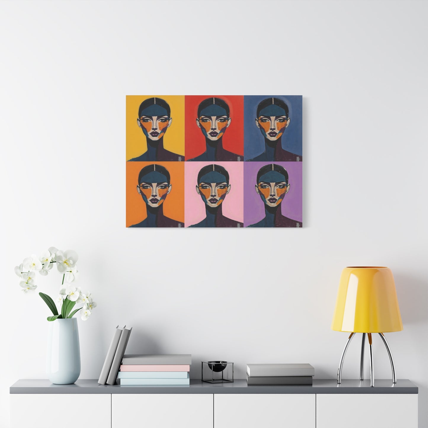 Pop Art Portrait Canvas - Colorful Six-Panel Female Face Wall Art