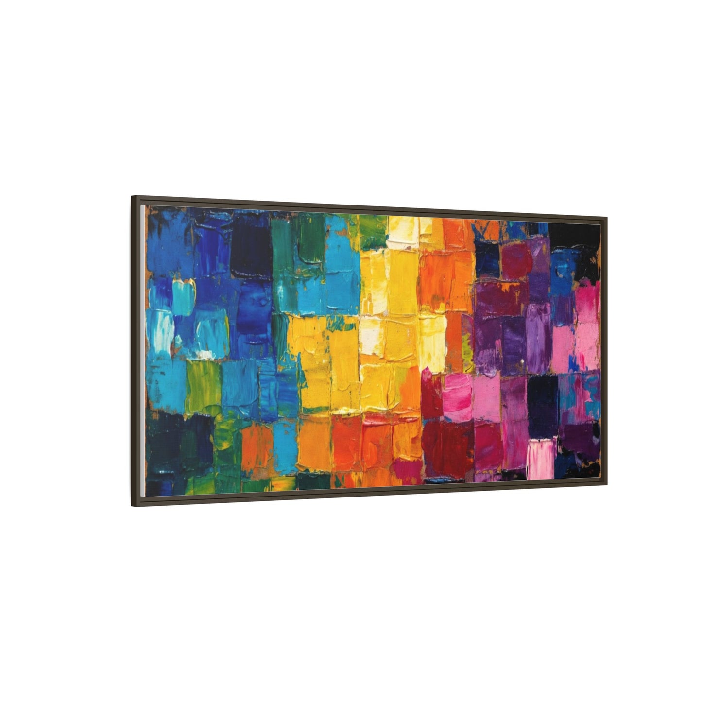 Abstract Rainbow Mosaic Framed Canvas Print — Colorful Modern Wall Art
