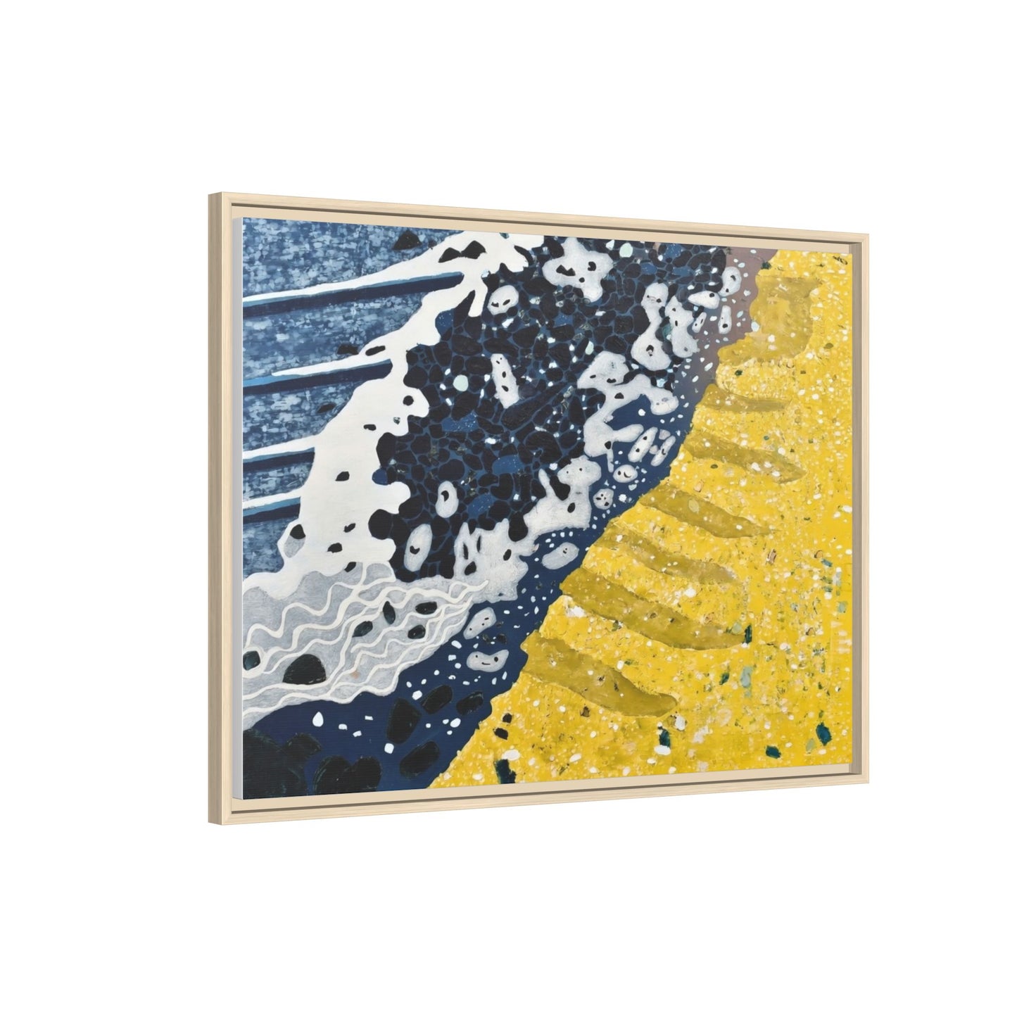 Framed Abstract Ocean & Sand Matte Canvas Print