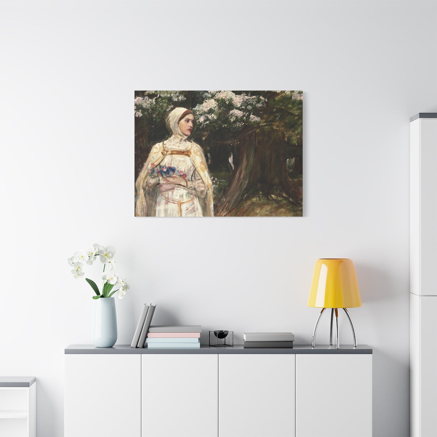 Matilda (formerly called Beatrice) by John William Waterhouse Matte Canvas Wall Art Print
