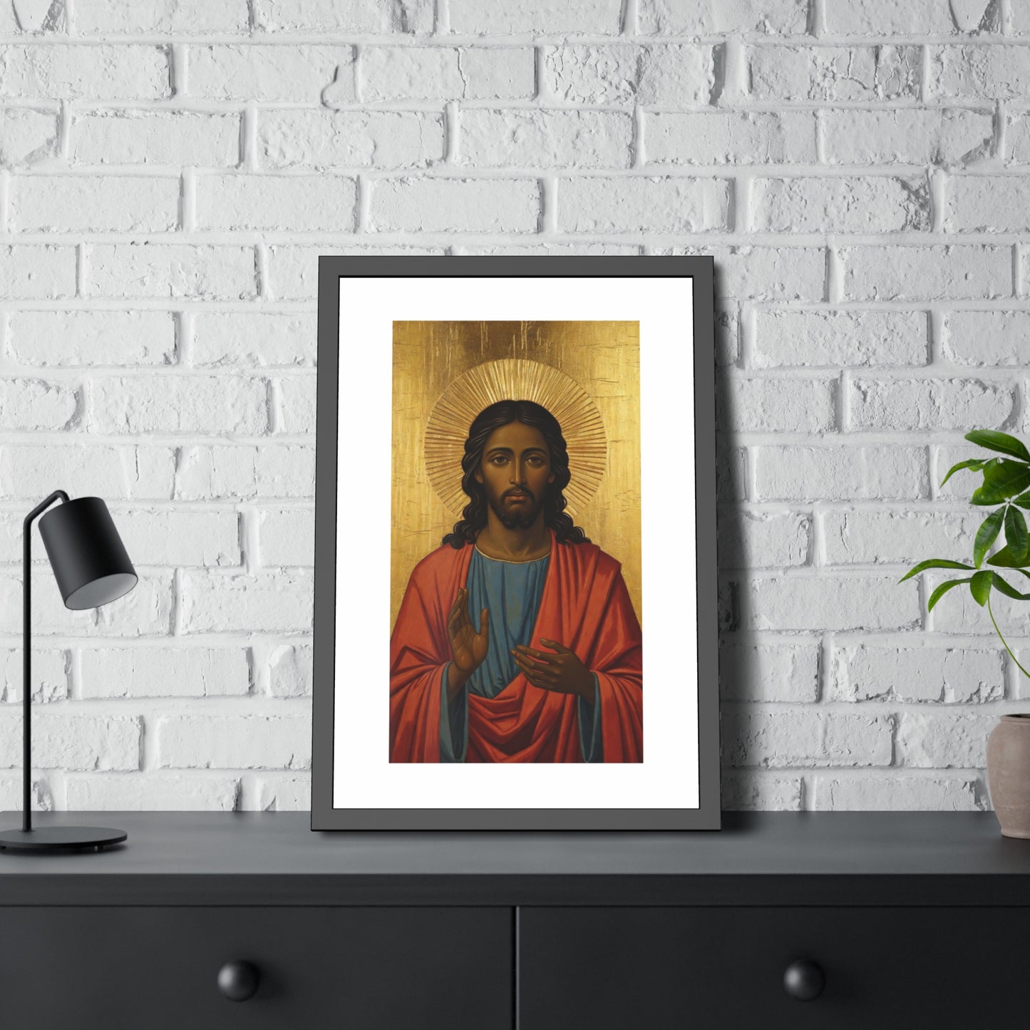 Religious Art Poster — Icon of Christ Framed Paper Print