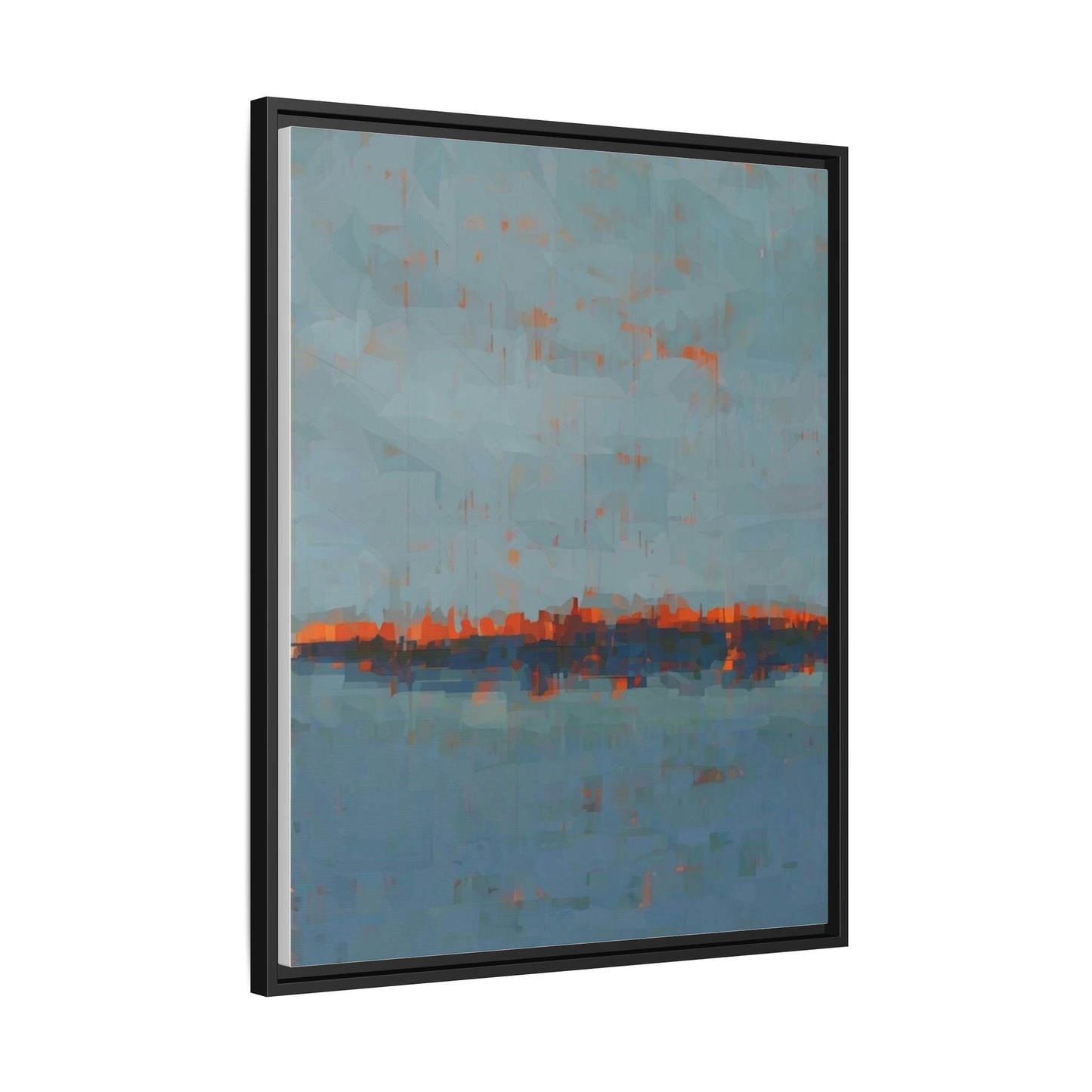 Framed Canvas Art — Teal & Orange Abstract Seascape