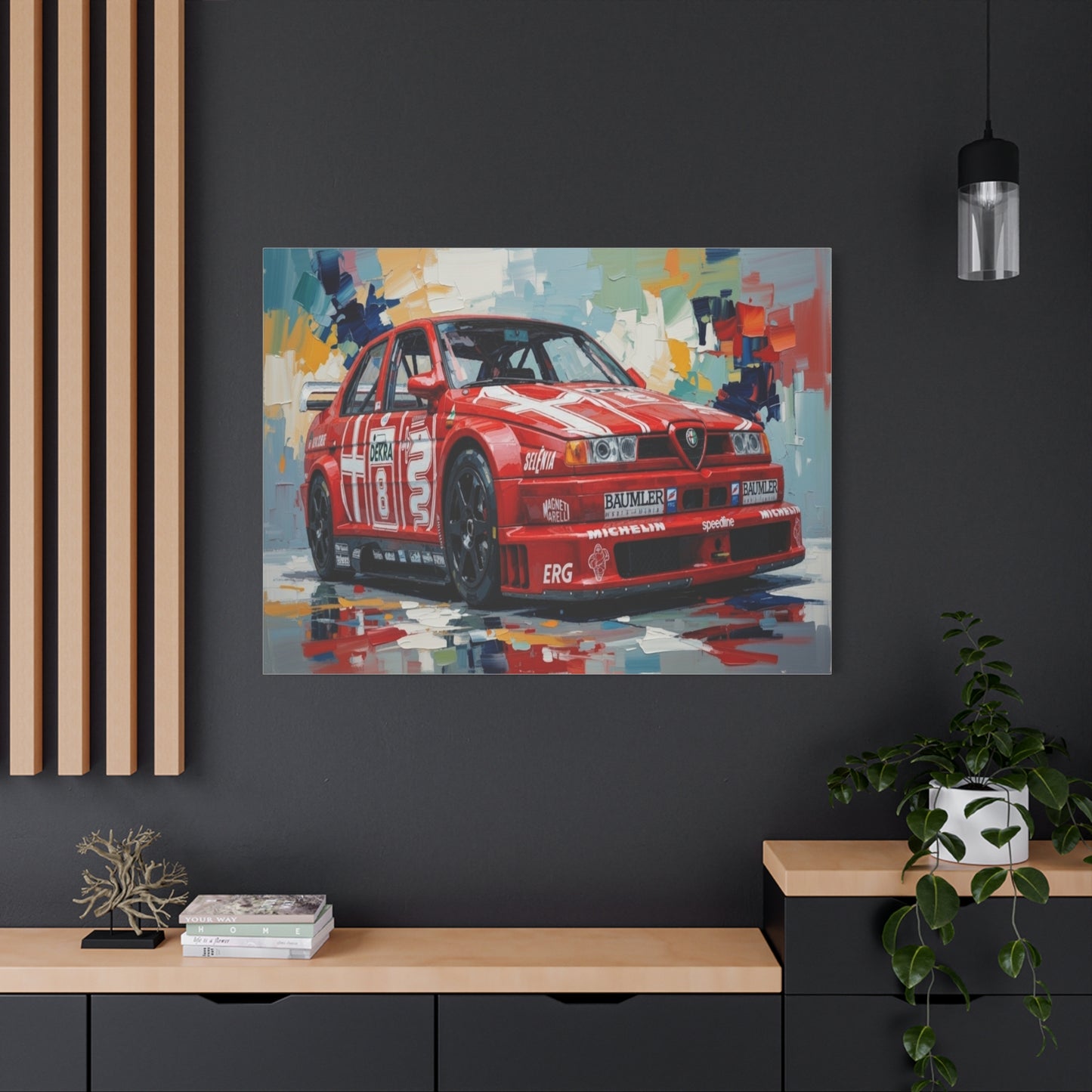 Racing Alfa Romeo Canvas Print — Red Race Car Stretched Wall Art
