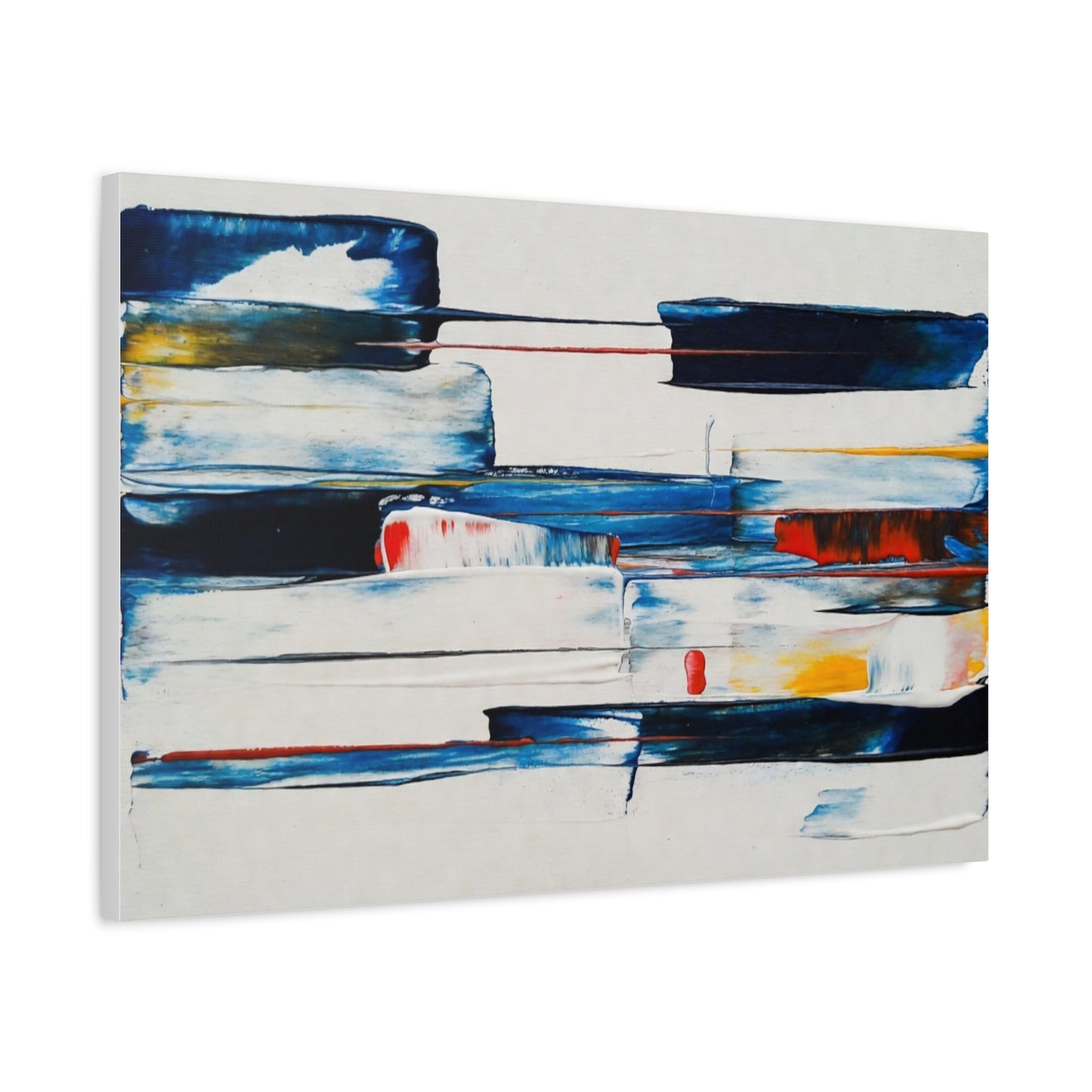 Abstract Blue Brushstroke Canvas Wall Art — Modern Stretched Matte Canvas