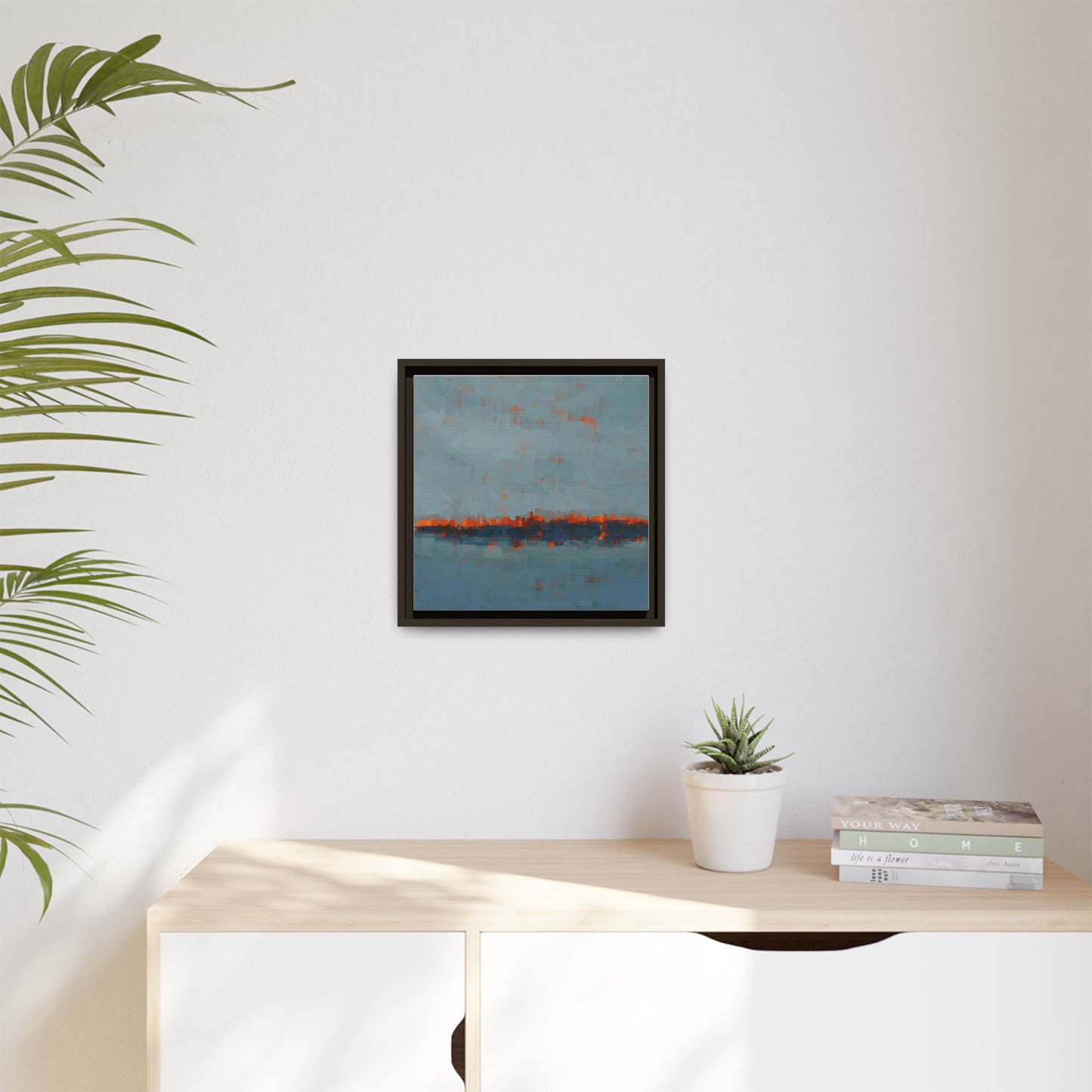 Framed Canvas Art — Teal & Orange Abstract Seascape
