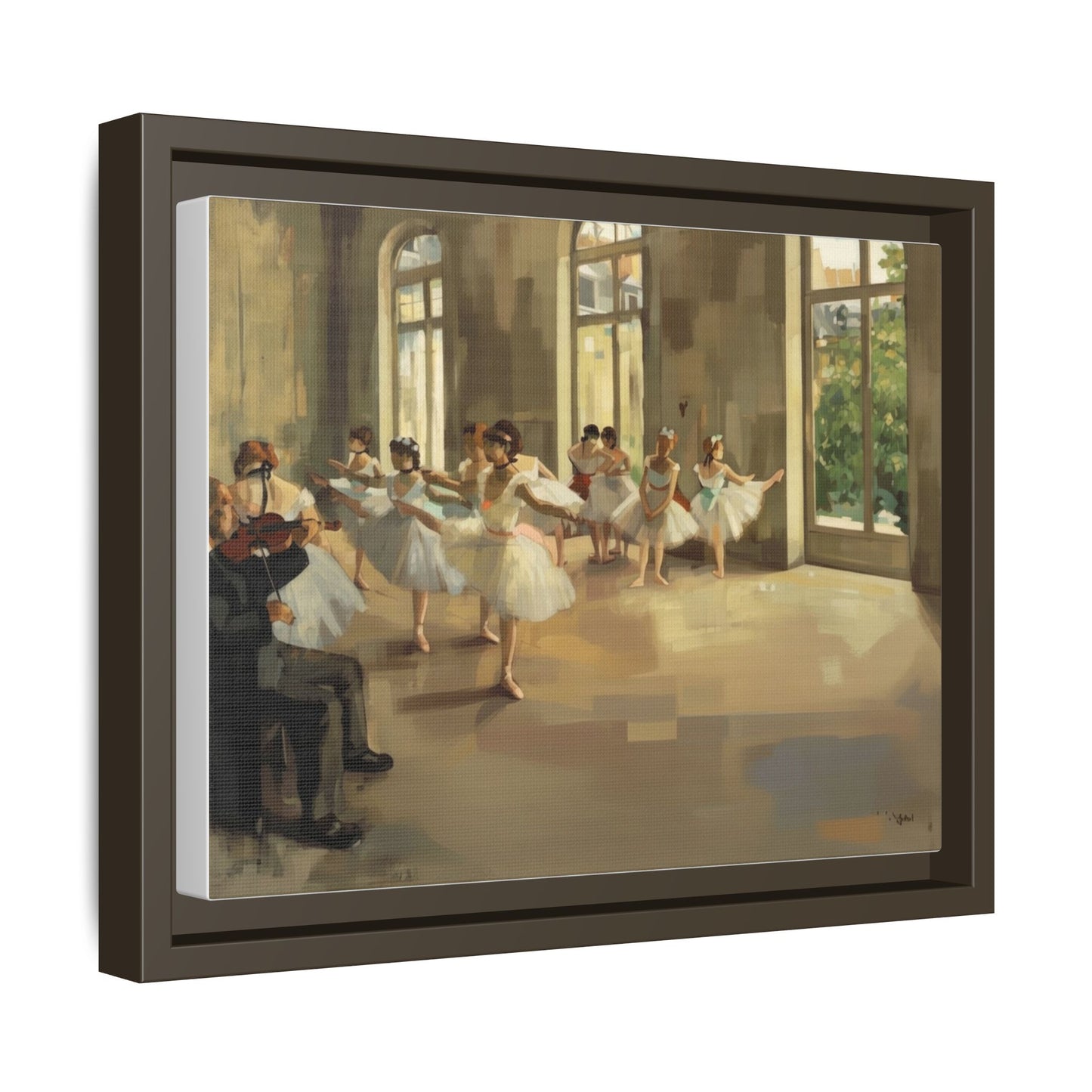 Framed Matte Canvas Print — Ballet Class Scene (Impressionist Dancers)