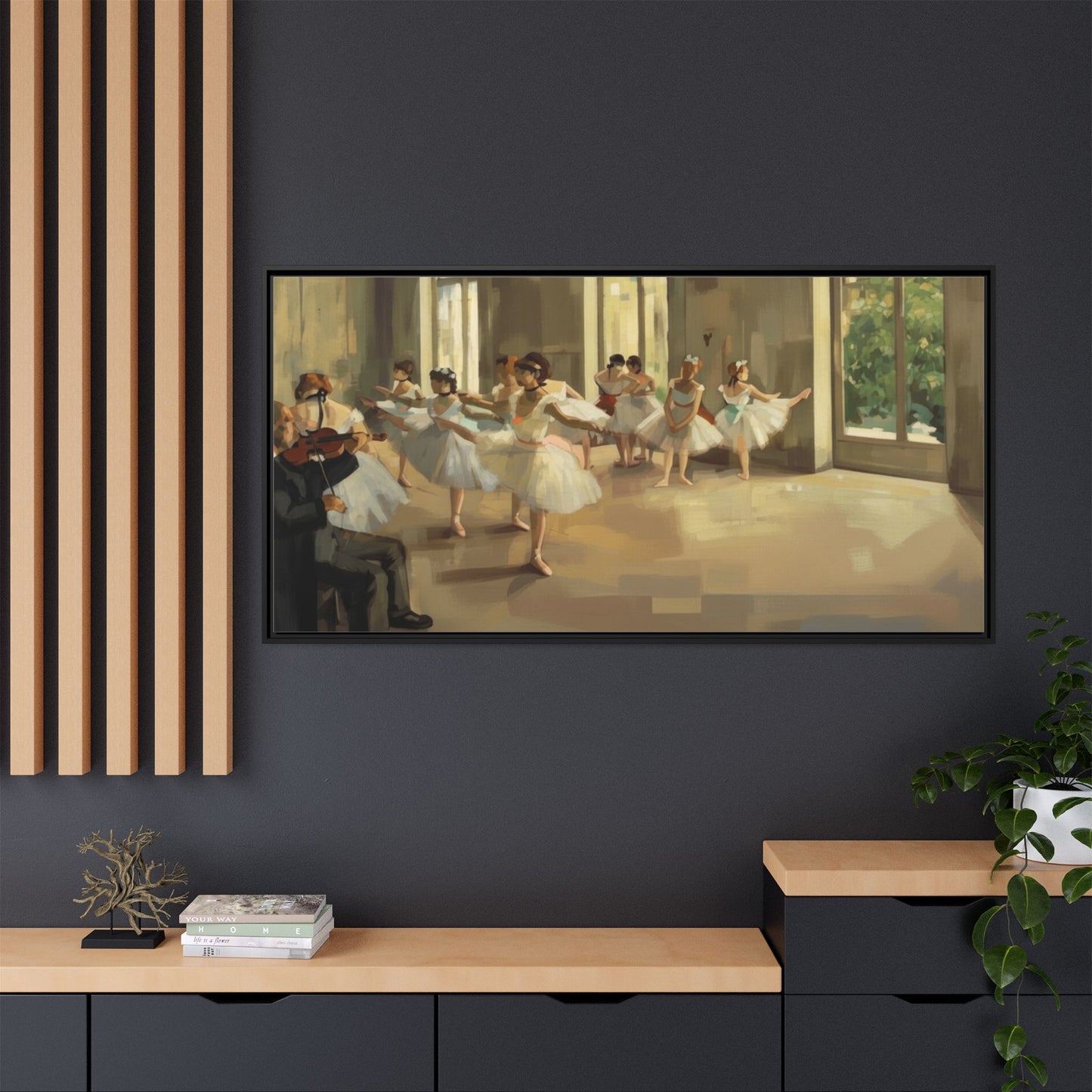 Framed Matte Canvas Print — Ballet Class Scene (Impressionist Dancers)