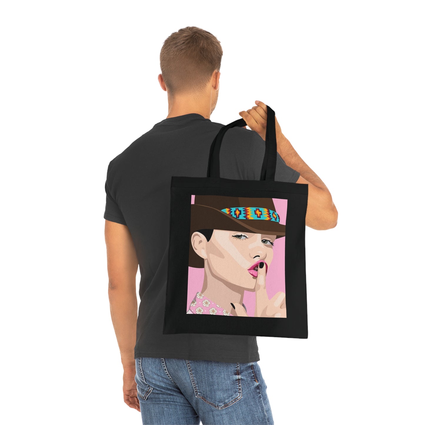 Pop Art Woman Tote Bag — Stylish Retro Portrait Cotton Shopper
