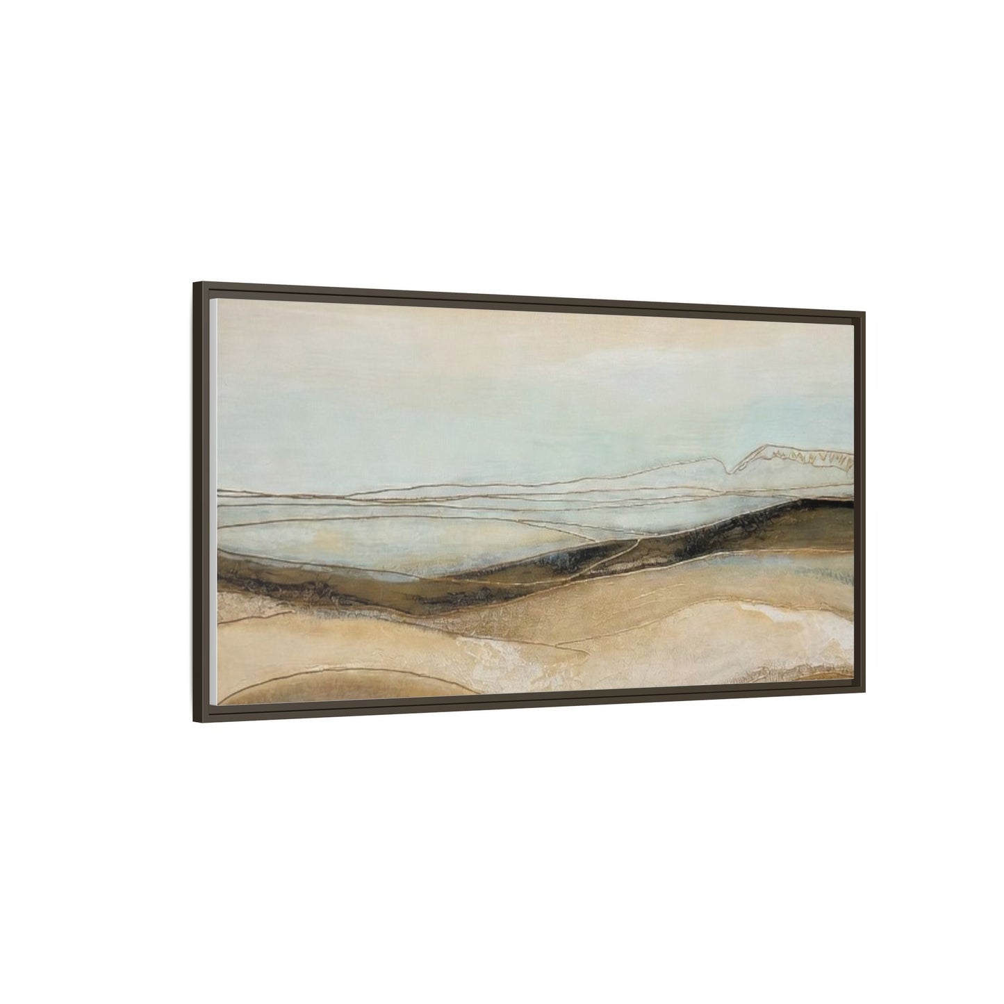 Framed Matte Canvas Wall Art — Neutral Abstract Landscape in Soft Blues & Earth Tones