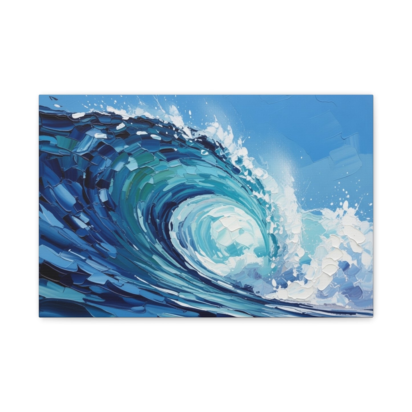 Ocean Wave Matte Canvas Wall Art — Blue Surf Wave Painting, Stretched 1.25"